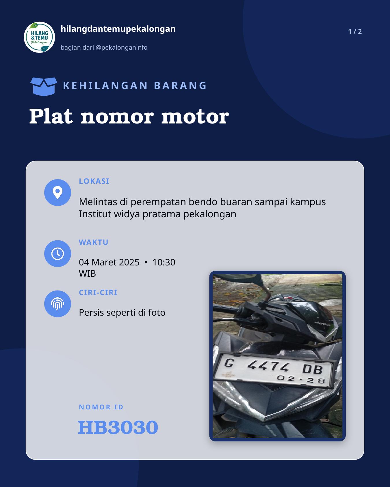 Slide 1 laporan Plat nomor motor