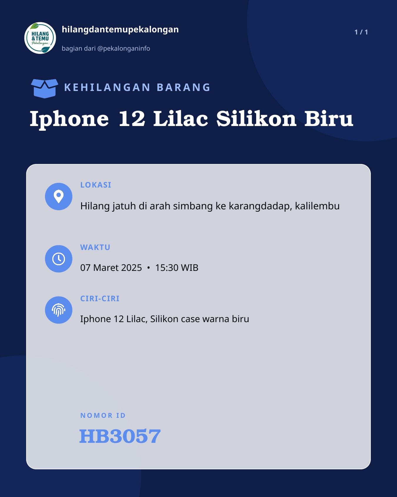 Slide laporan Iphone 12 Lilac Silikon Biru (HB3057)