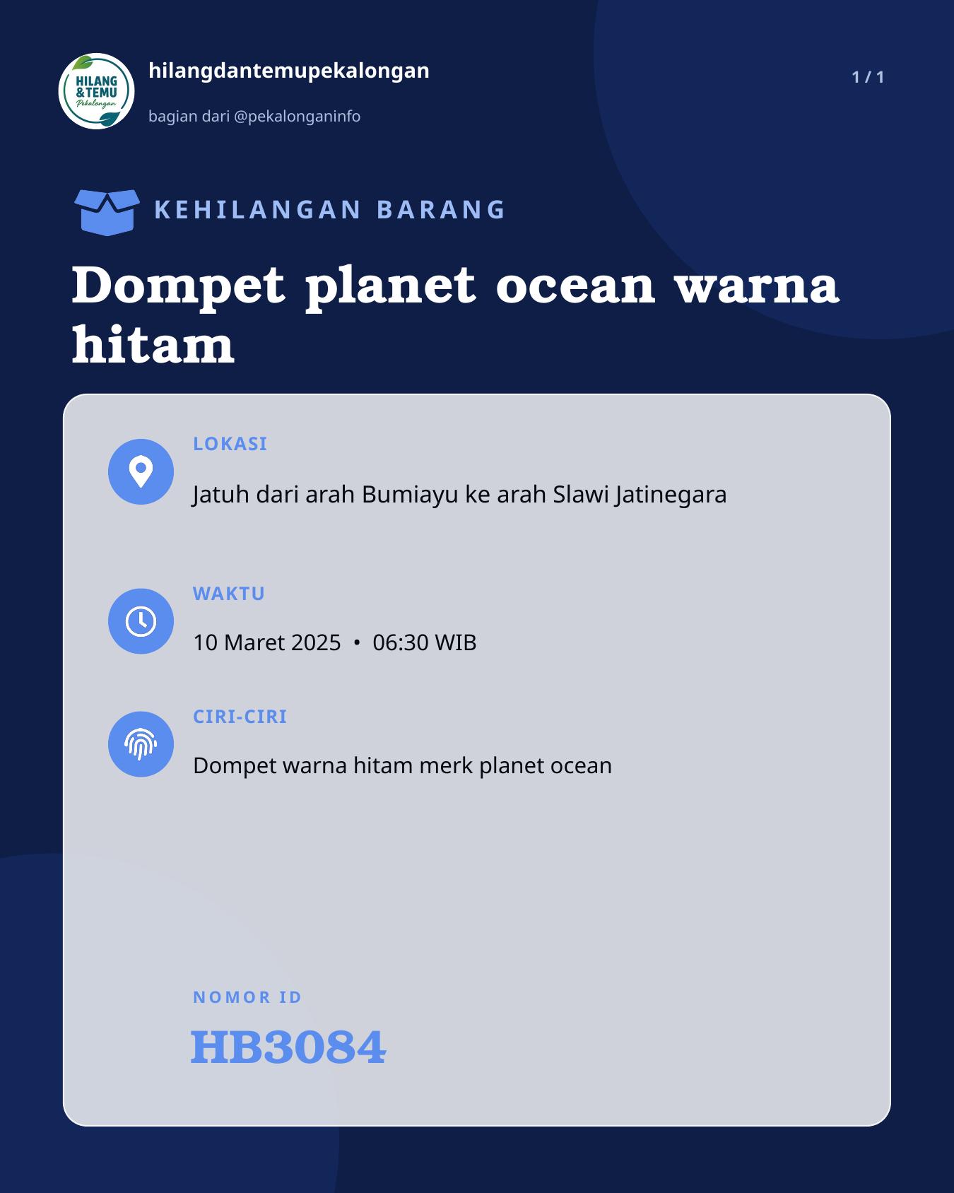 Slide laporan Dompet planet ocean warna hitam (HB3084)