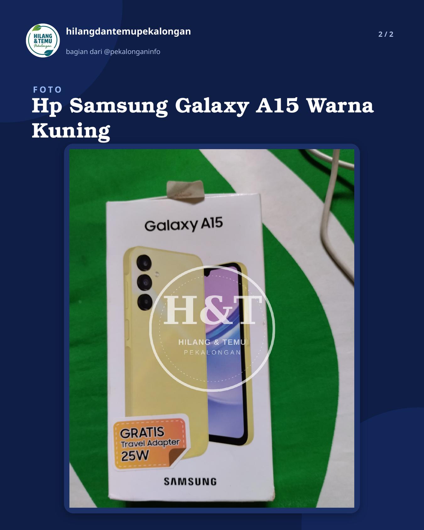 Slide 2 laporan Hp Samsung Galaxy A15 Warna Kuning