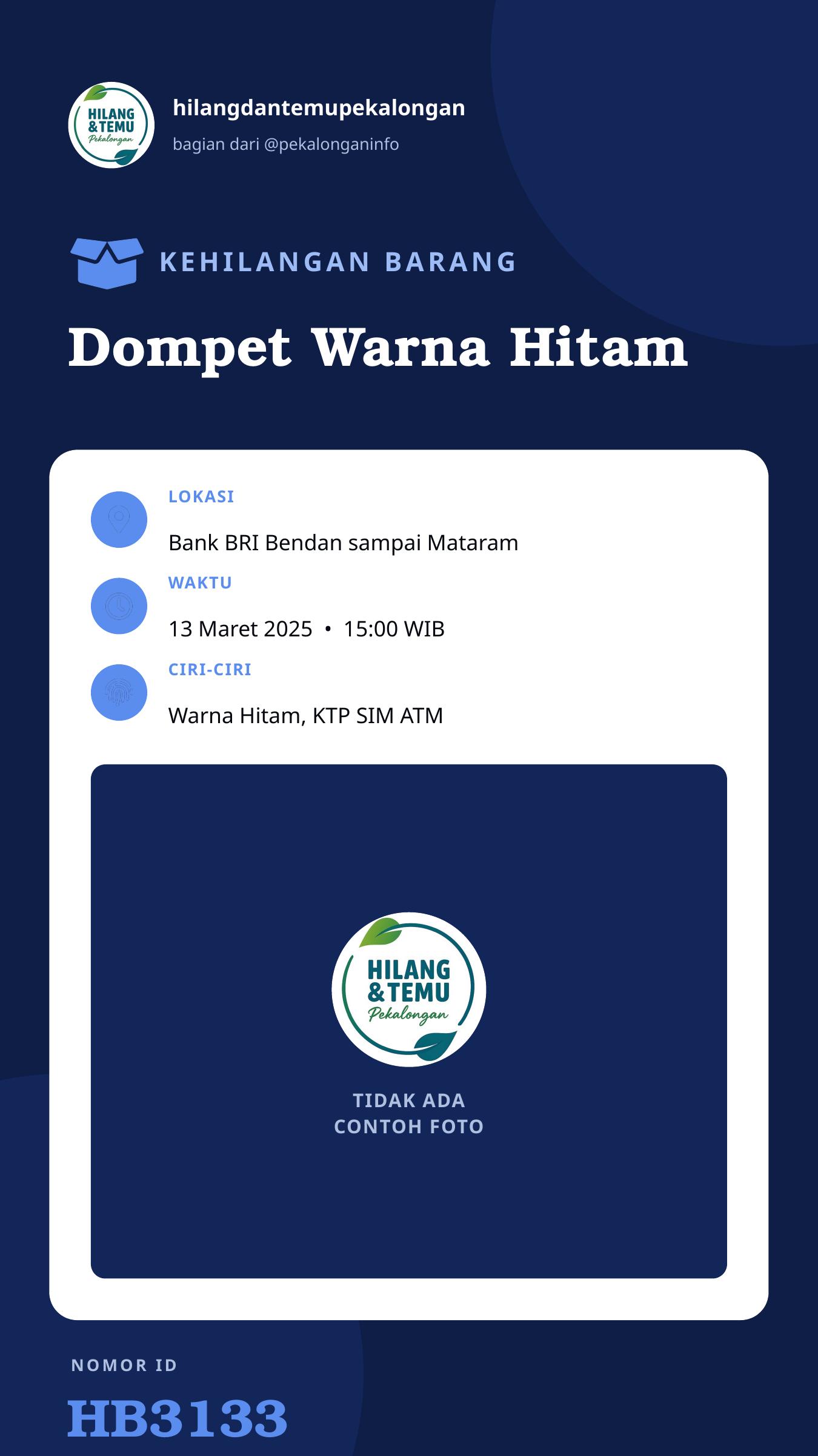Story 9:16 laporan Dompet Warna Hitam