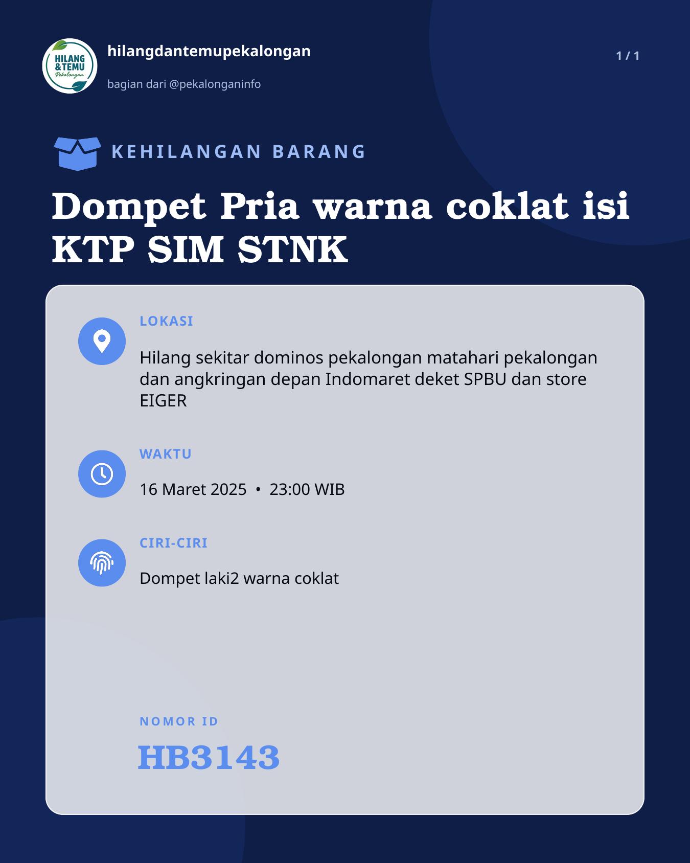 Slide laporan Dompet Pria warna coklat isi KTP SIM STNK (HB3143)