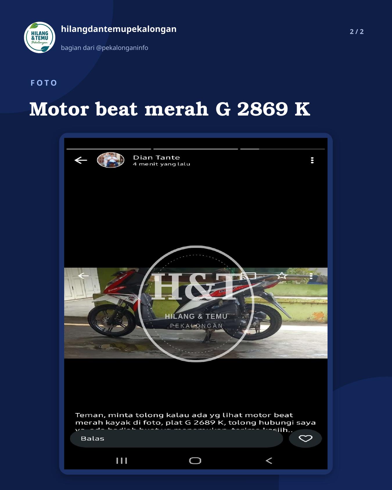 Slide 2 laporan Motor beat merah G 2869 K