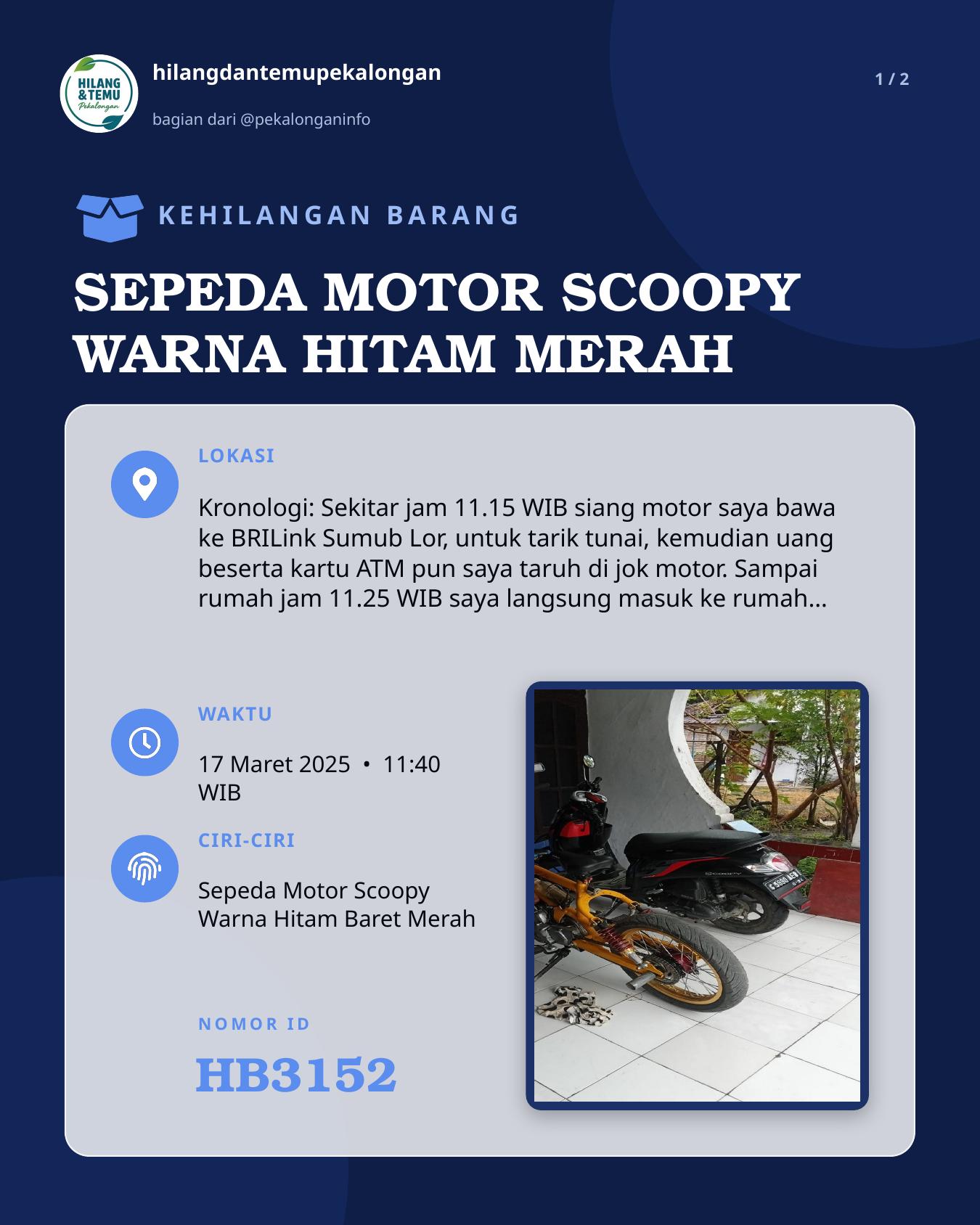Slide 1 laporan SEPEDA MOTOR SCOOPY WARNA HITAM MERAH