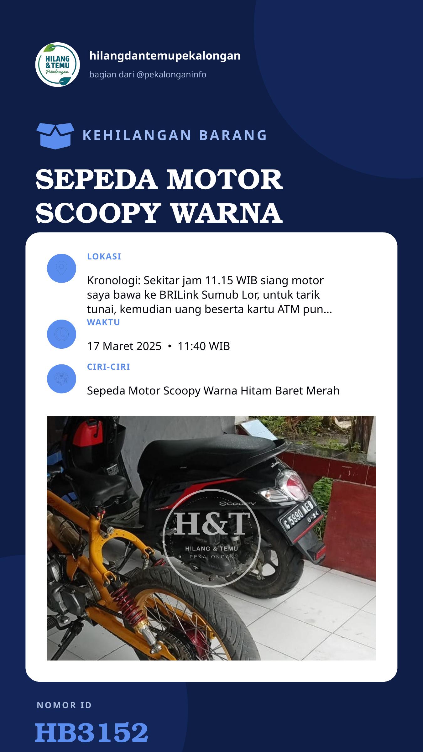 Story 9:16 laporan SEPEDA MOTOR SCOOPY WARNA HITAM MERAH