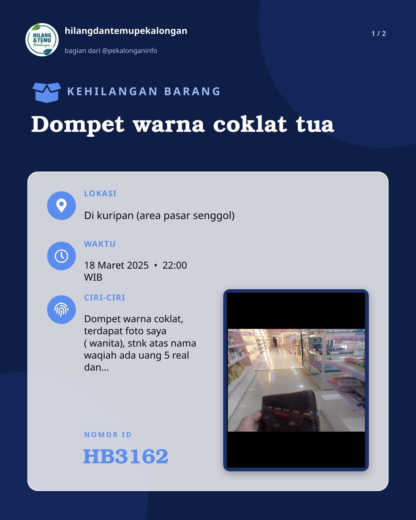 Slide 1 laporan Dompet warna coklat tua