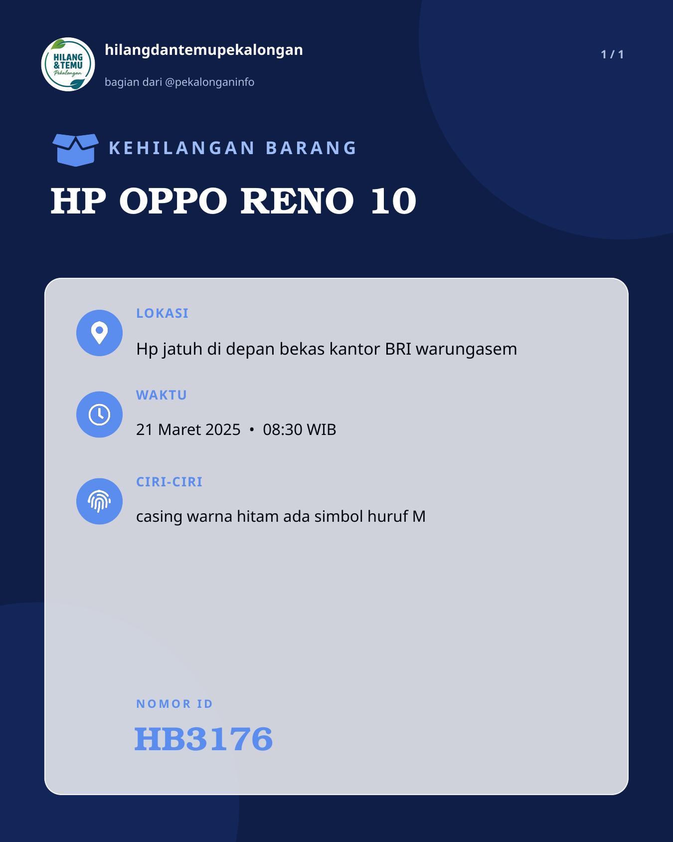 Slide laporan HP OPPO RENO 10 (HB3176)