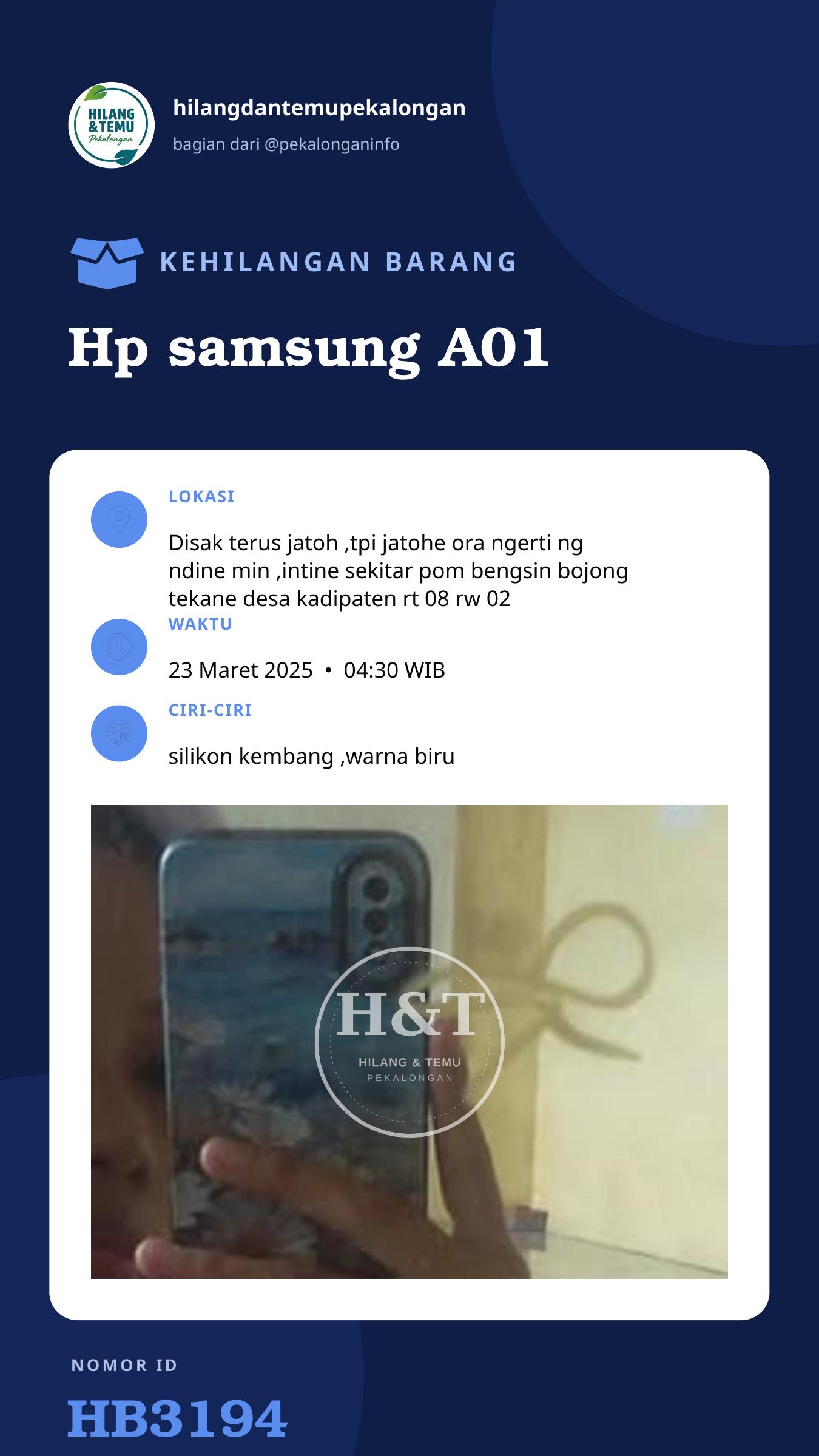 Story 9:16 laporan Hp samsung A01