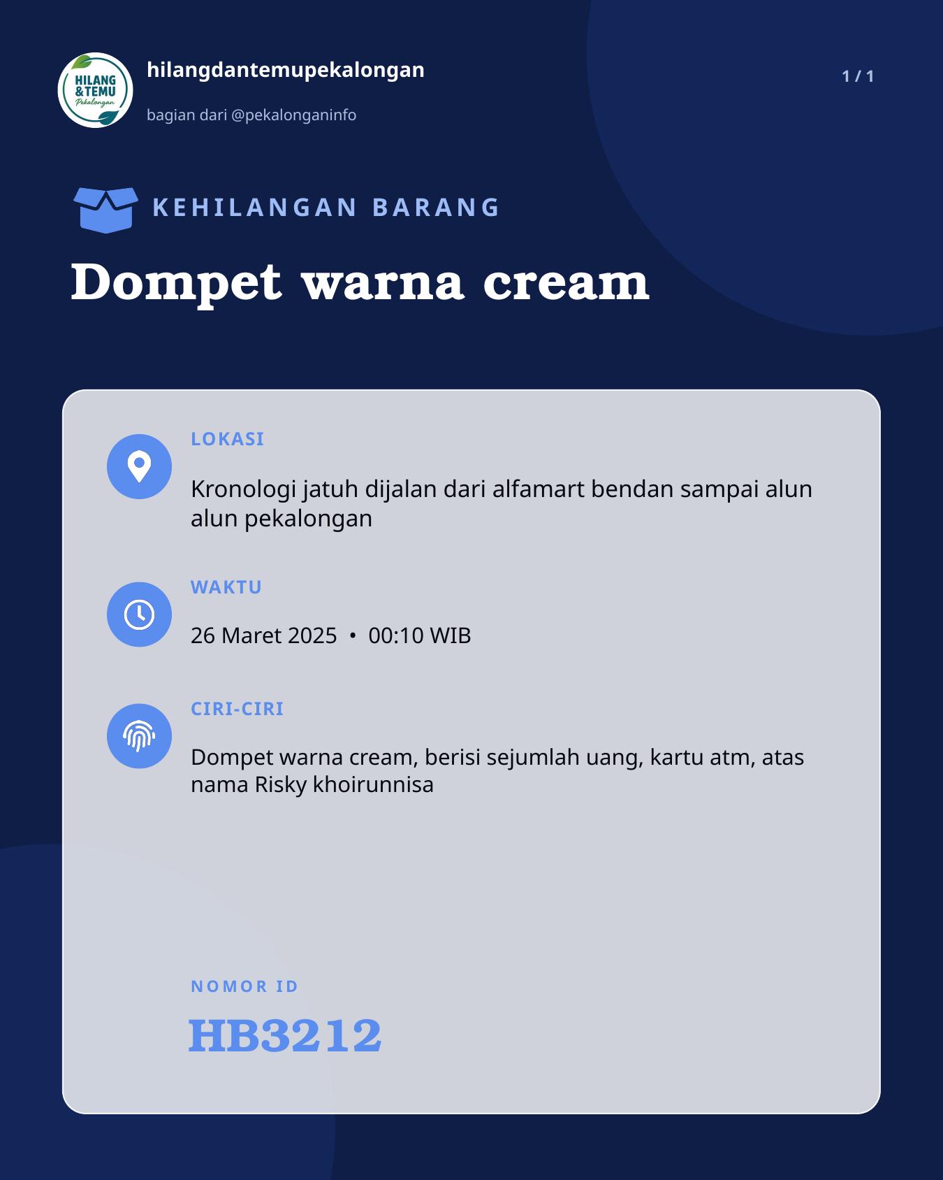 Slide laporan Dompet warna cream (HB3212)