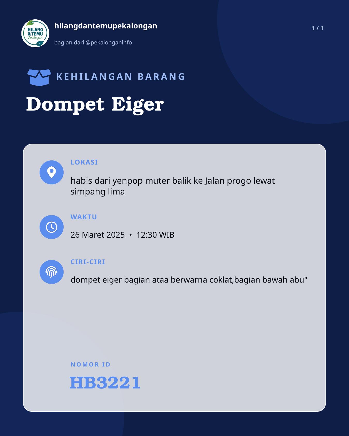 Slide laporan Dompet Eiger (HB3221)