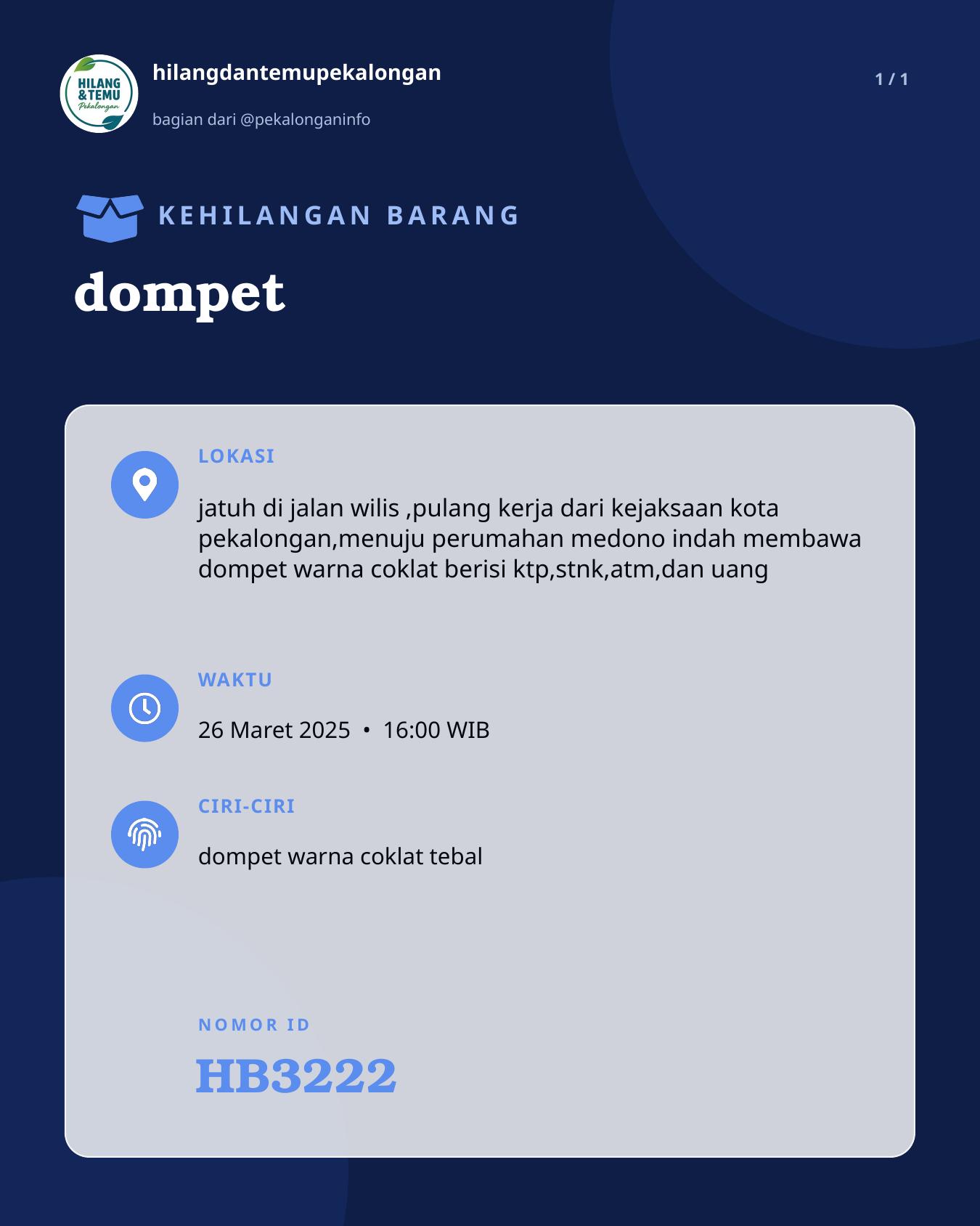 Slide laporan dompet (HB3222)