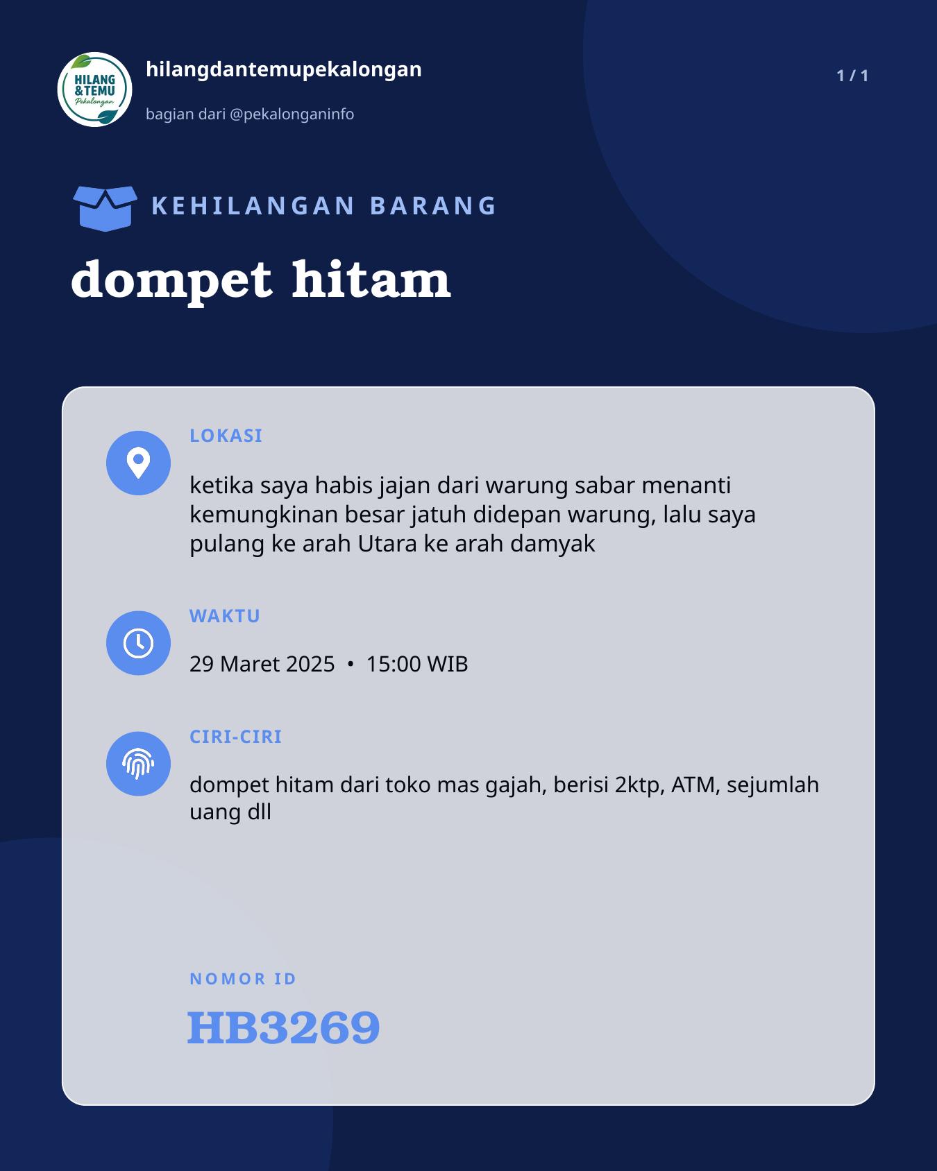 Slide laporan dompet hitam (HB3269)