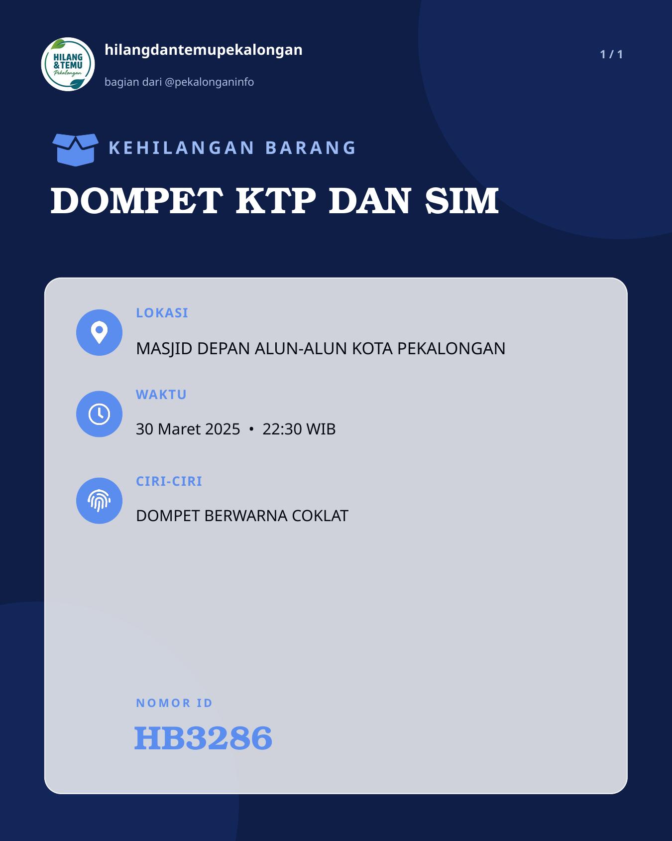 Slide laporan DOMPET KTP DAN SIM (HB3286)