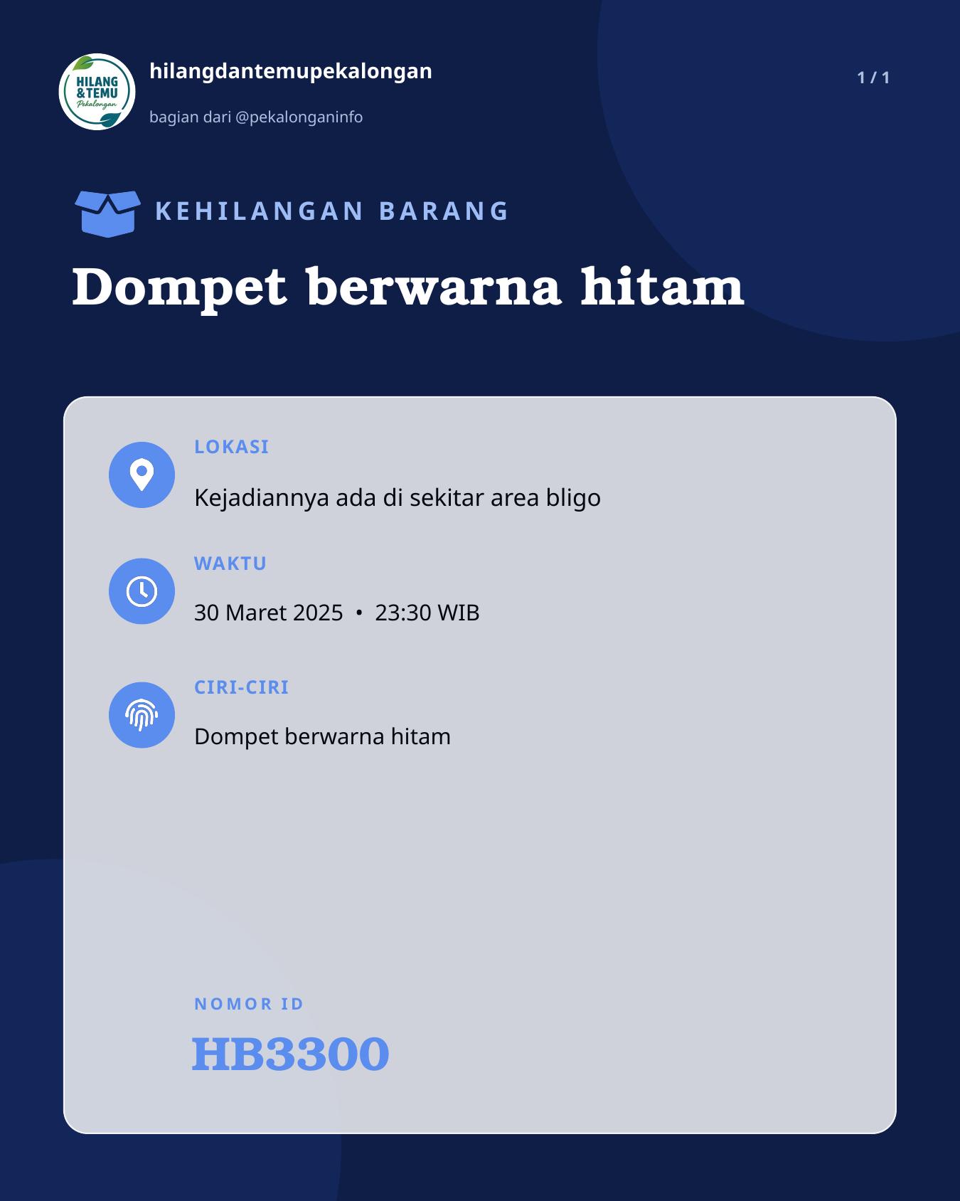 Slide laporan Dompet berwarna hitam (HB3300)