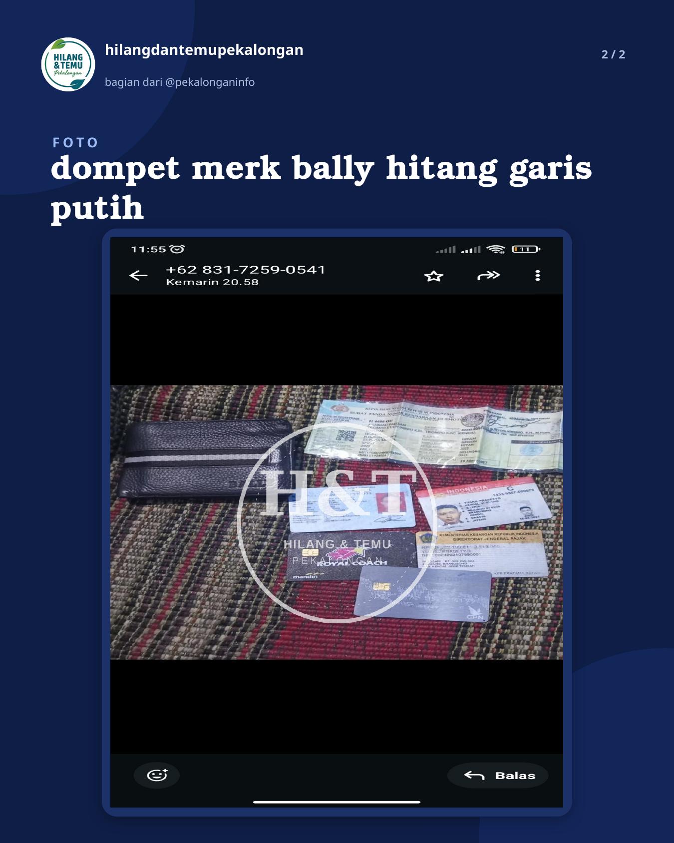 Slide 2 laporan dompet merk bally hitang garis putih