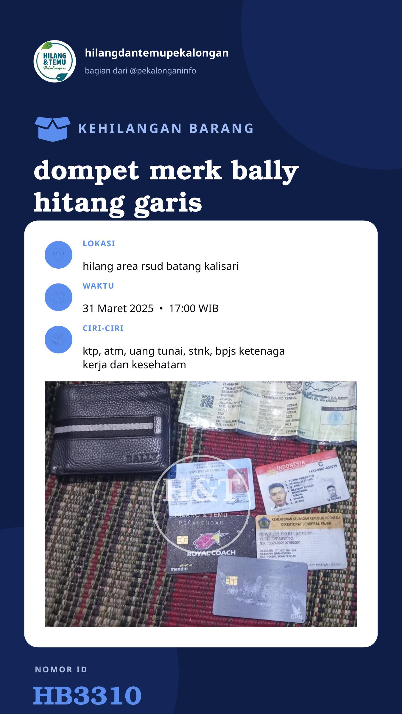Story 9:16 laporan dompet merk bally hitang garis putih