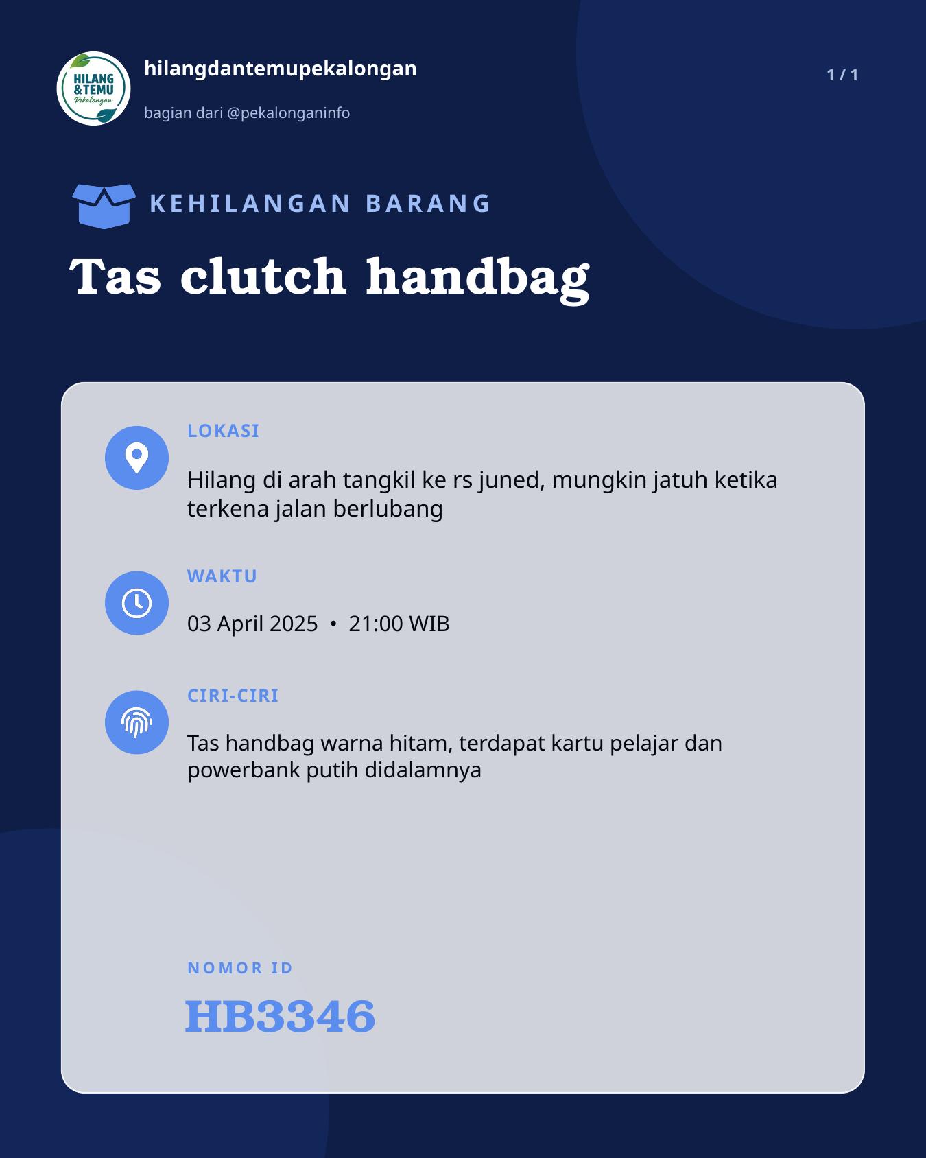 Slide laporan Tas clutch handbag (HB3346)