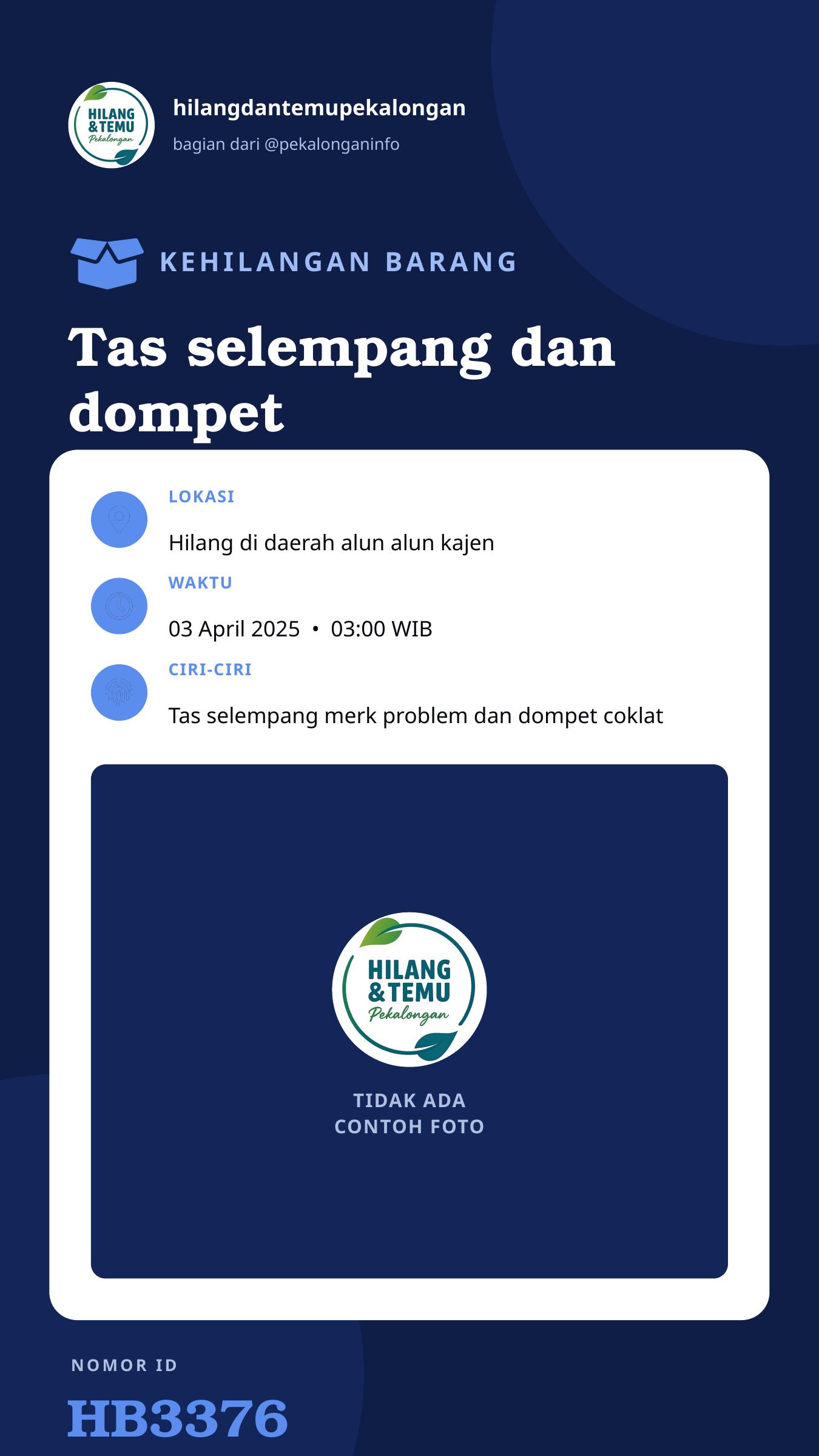 Story 9:16 laporan Tas selempang dan dompet coklat