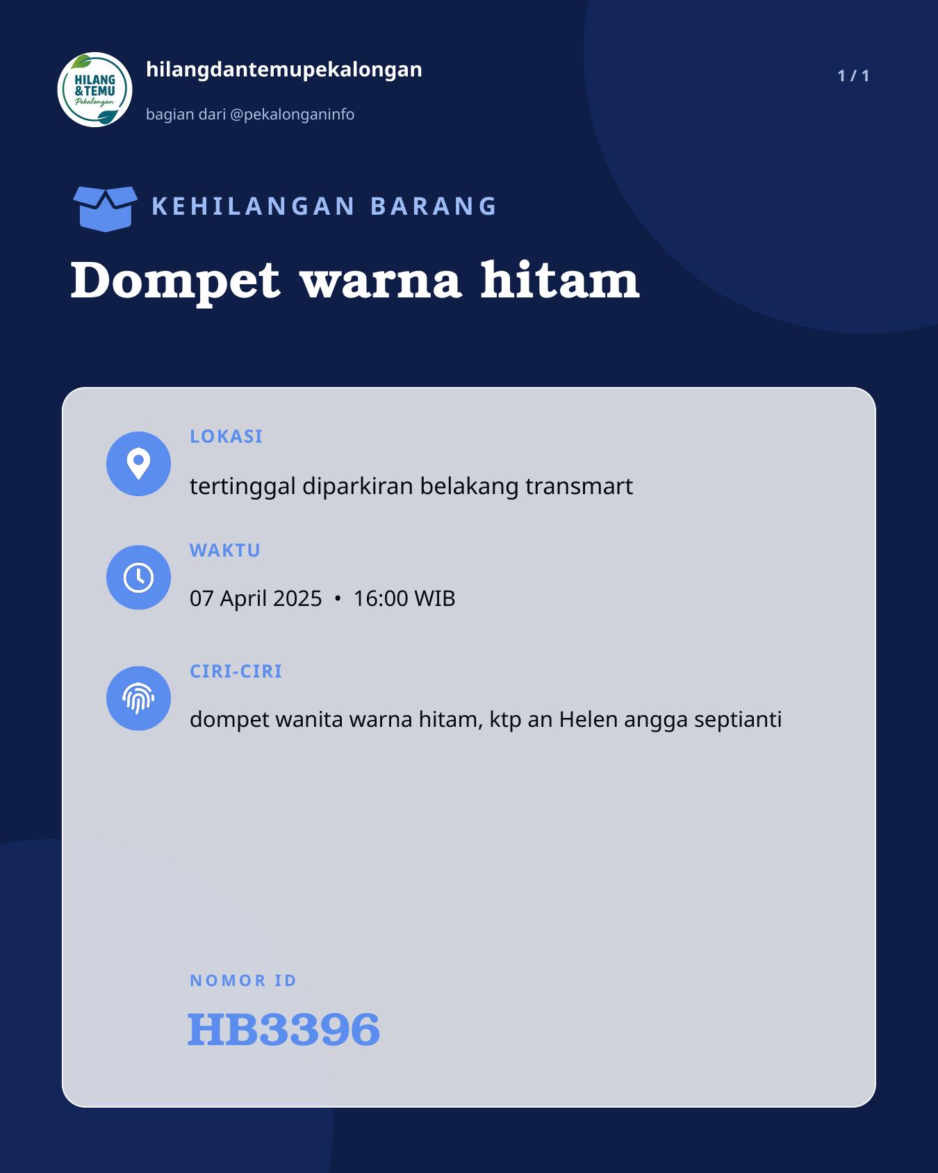 Slide laporan Dompet warna hitam (HB3396)