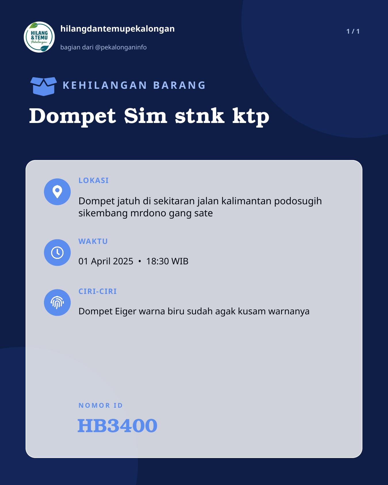 Slide laporan Dompet Sim stnk ktp (HB3400)