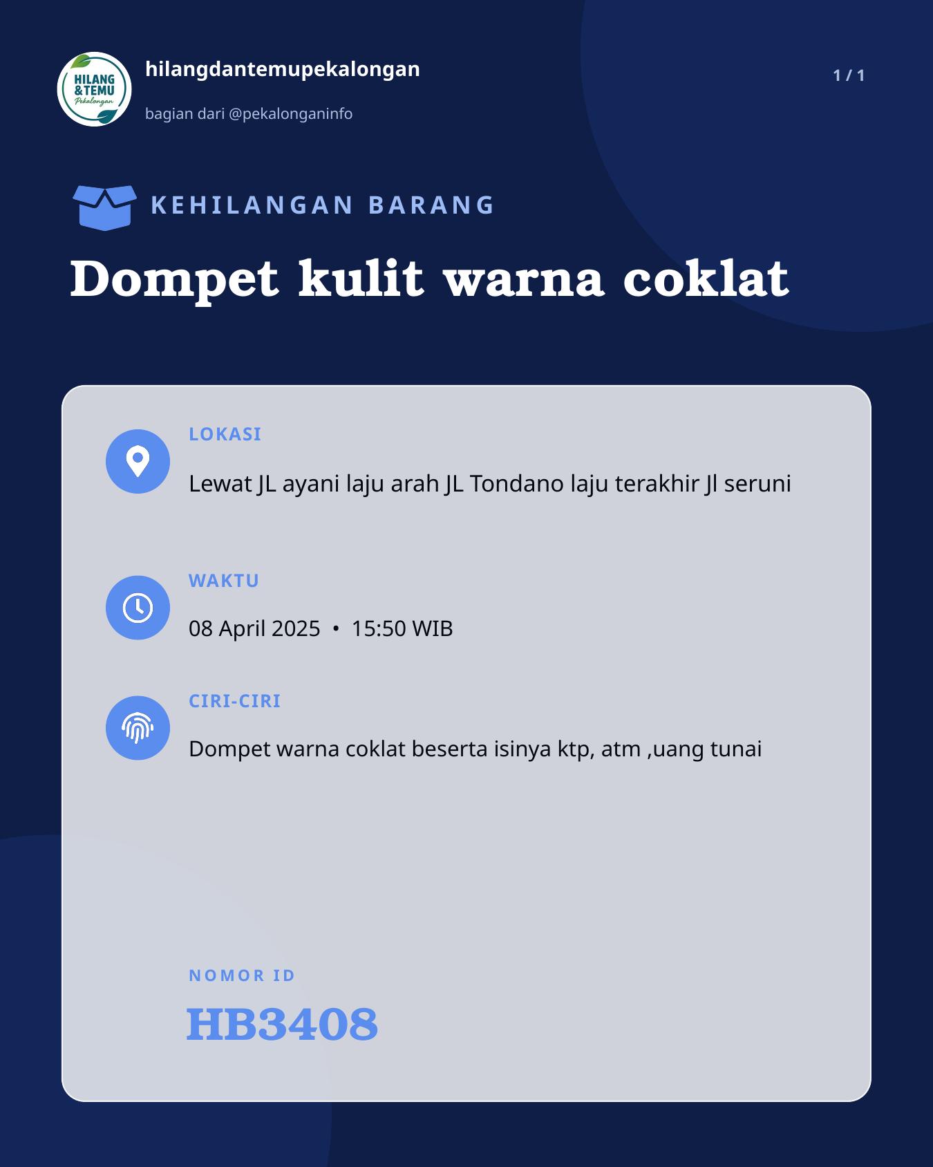 Slide laporan Dompet kulit warna coklat (HB3408)