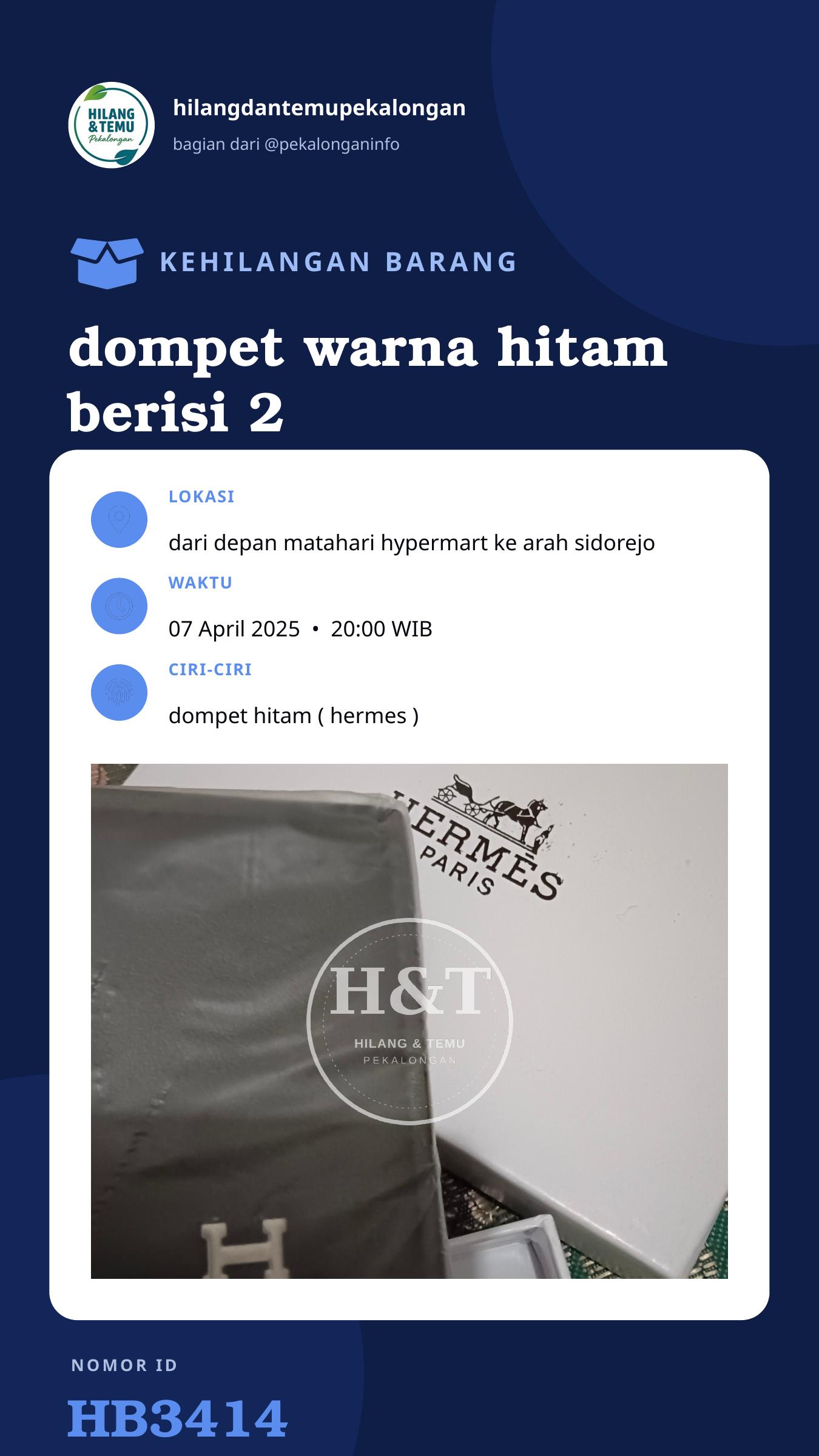 Story 9:16 laporan dompet warna hitam berisi 2 stnk , ktp , sim , atm