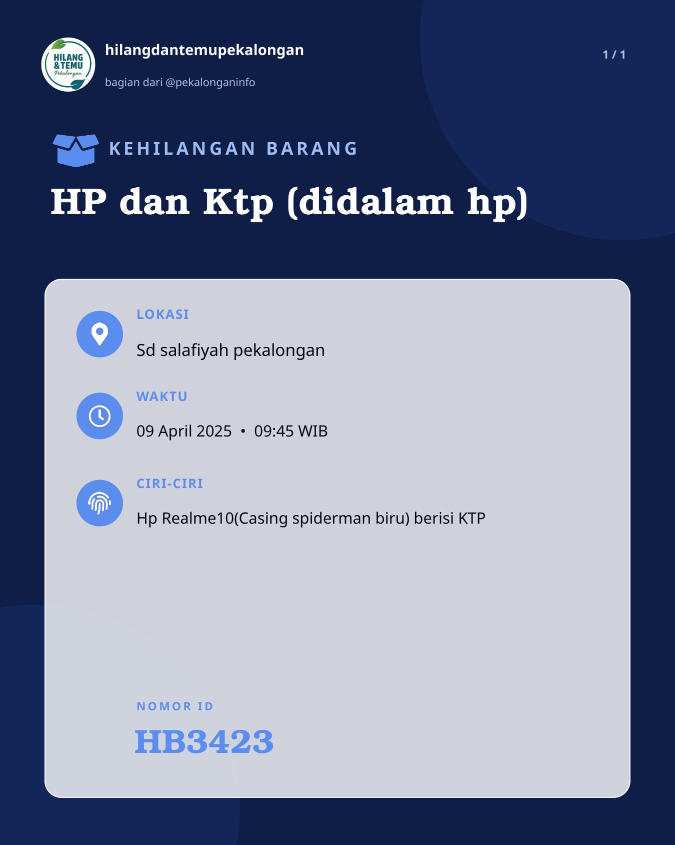 Slide laporan HP dan Ktp (didalam hp) (HB3423)