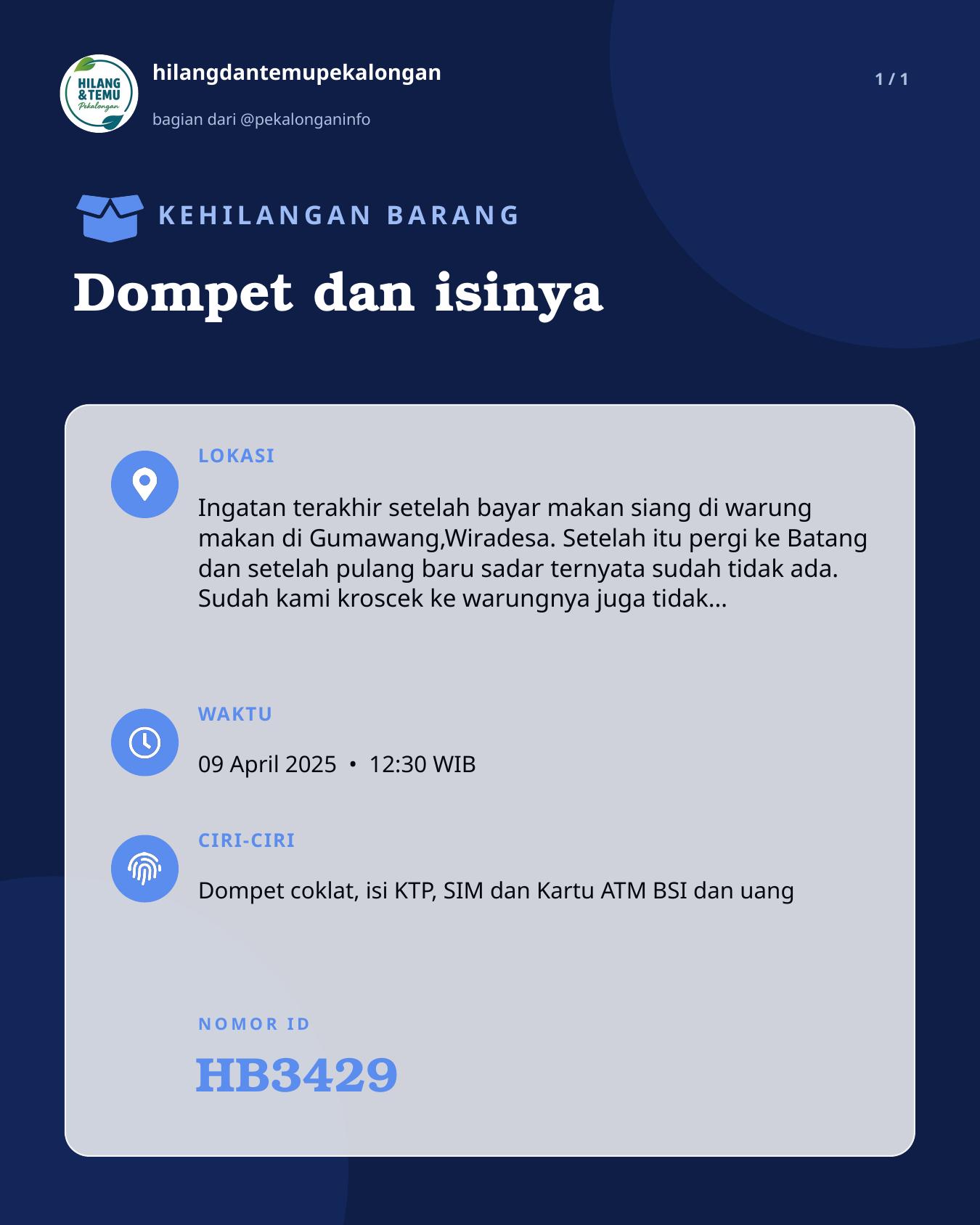 Slide laporan Dompet dan isinya (HB3429)