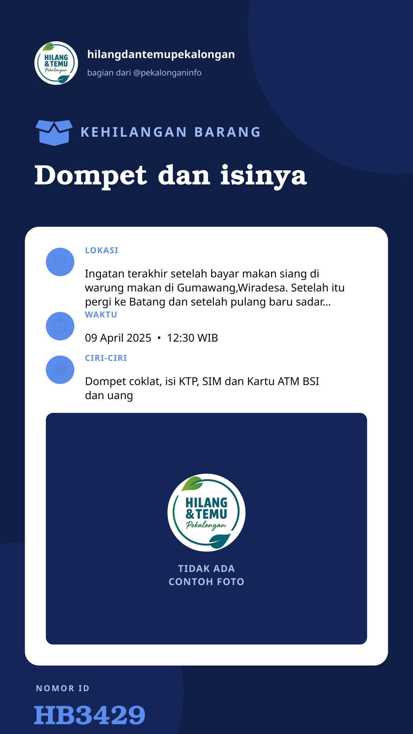 Story 9:16 laporan Dompet dan isinya