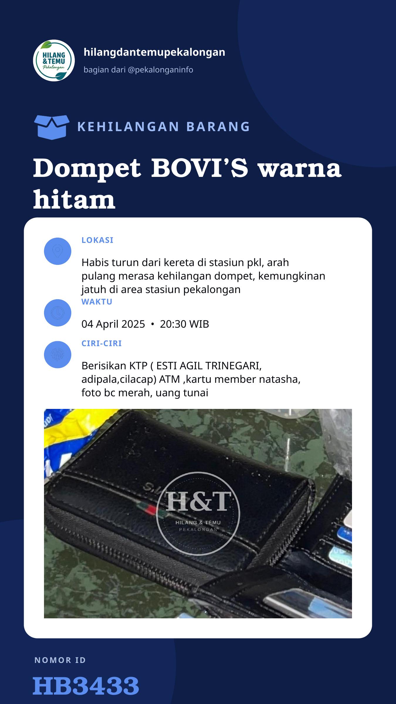 Story 9:16 laporan Dompet BOVI’S warna hitam