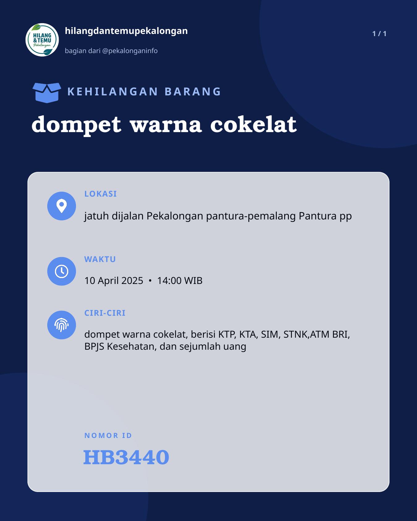 Slide laporan dompet warna cokelat (HB3440)