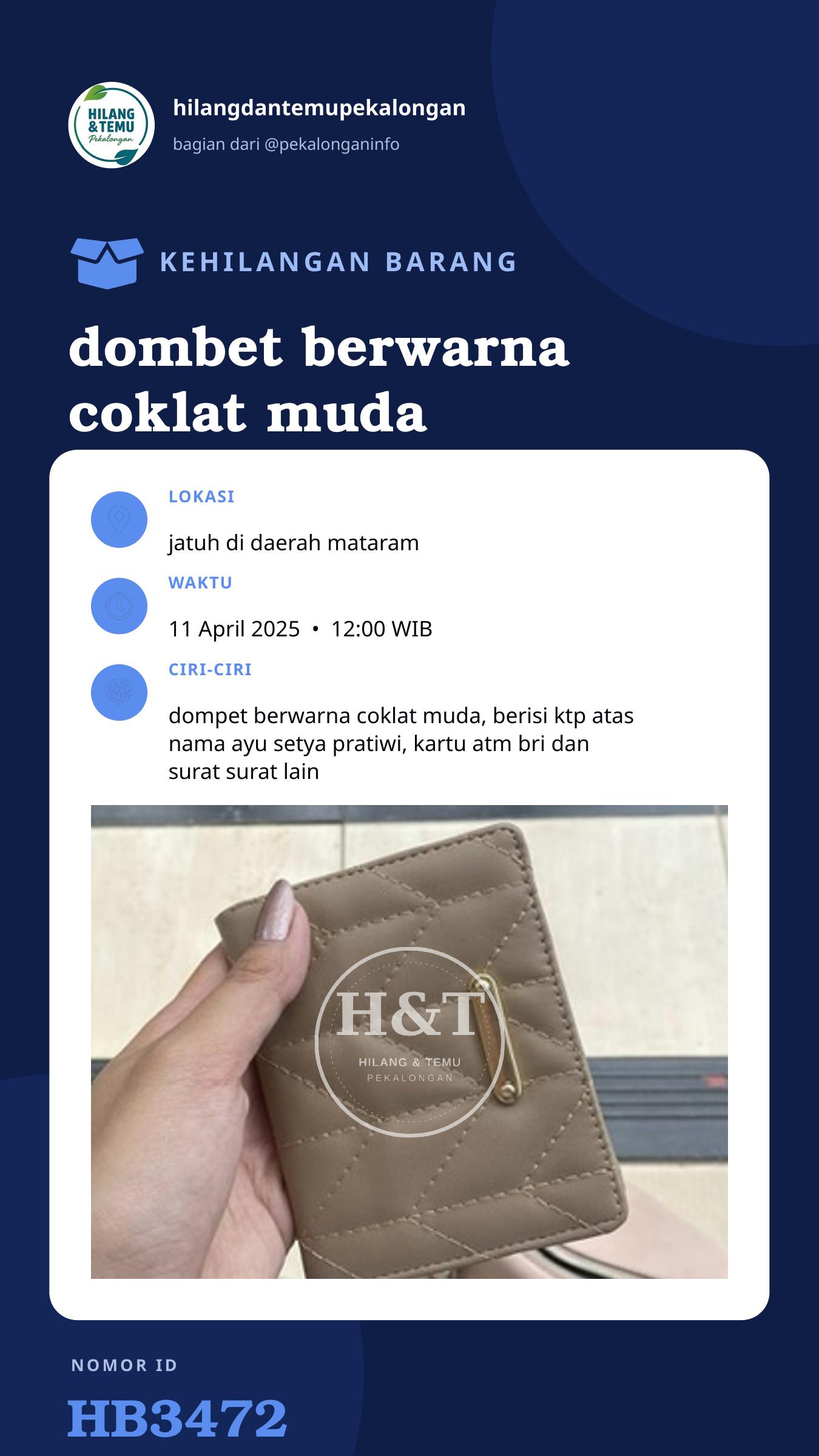 Story 9:16 laporan dombet berwarna coklat muda