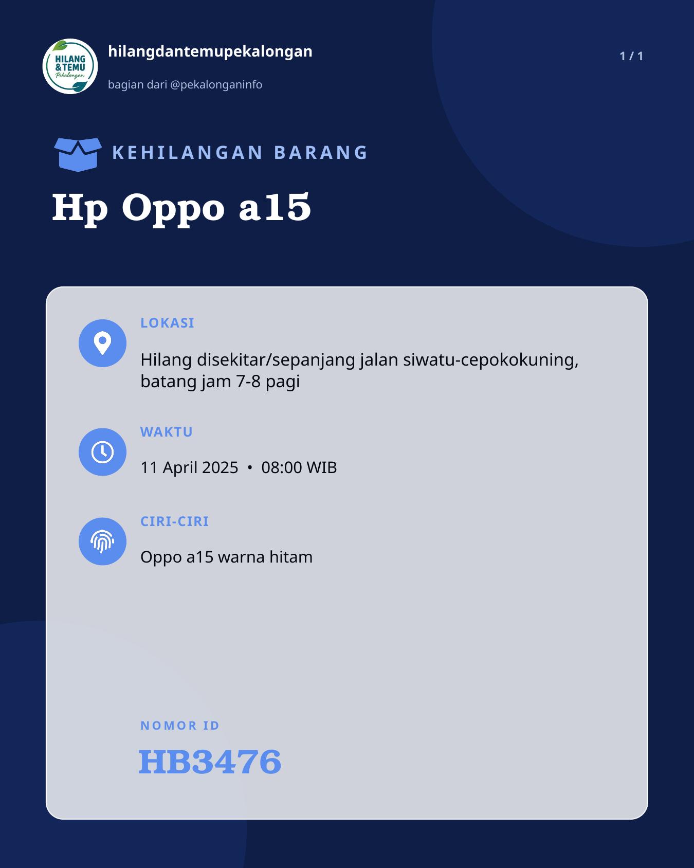 Slide laporan Hp Oppo a15 (HB3476)