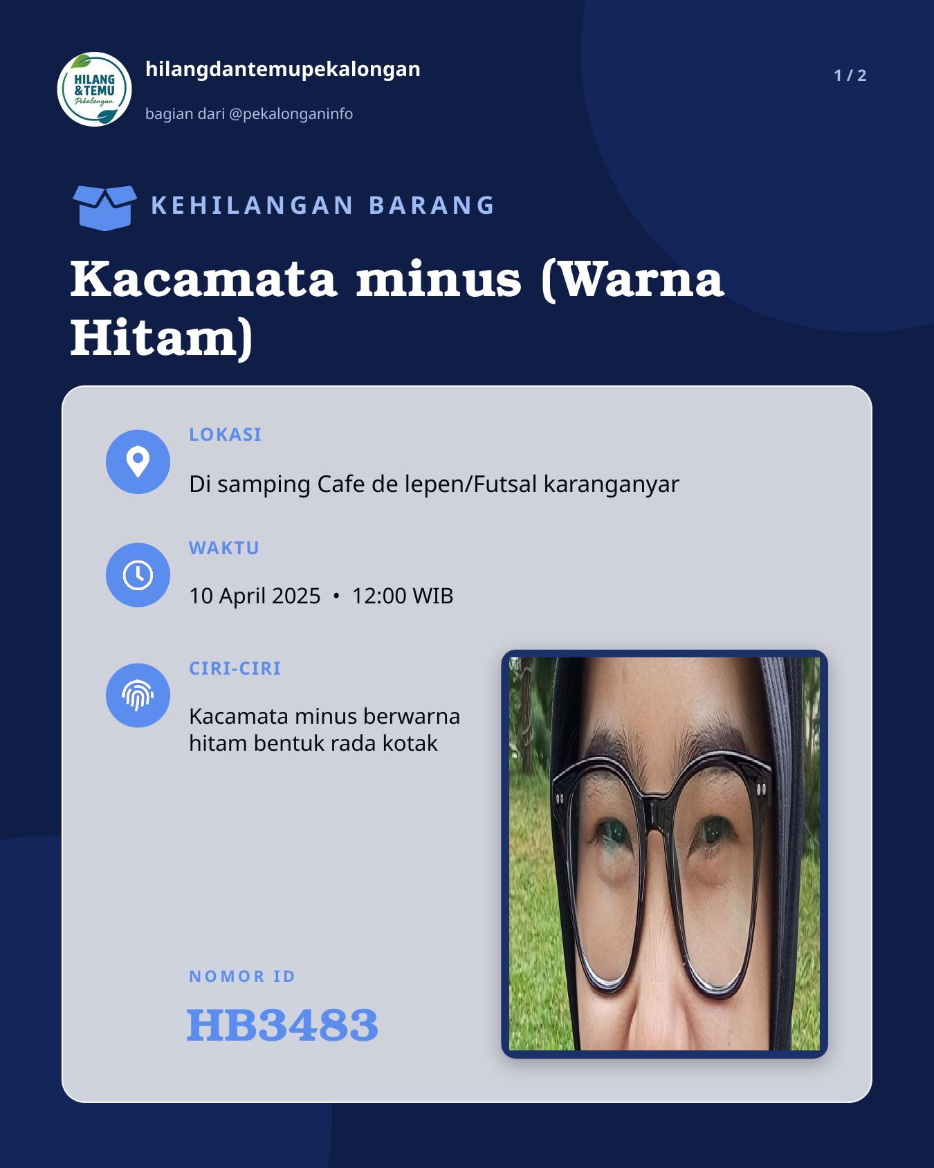 Slide 1 laporan Kacamata minus (Warna Hitam)