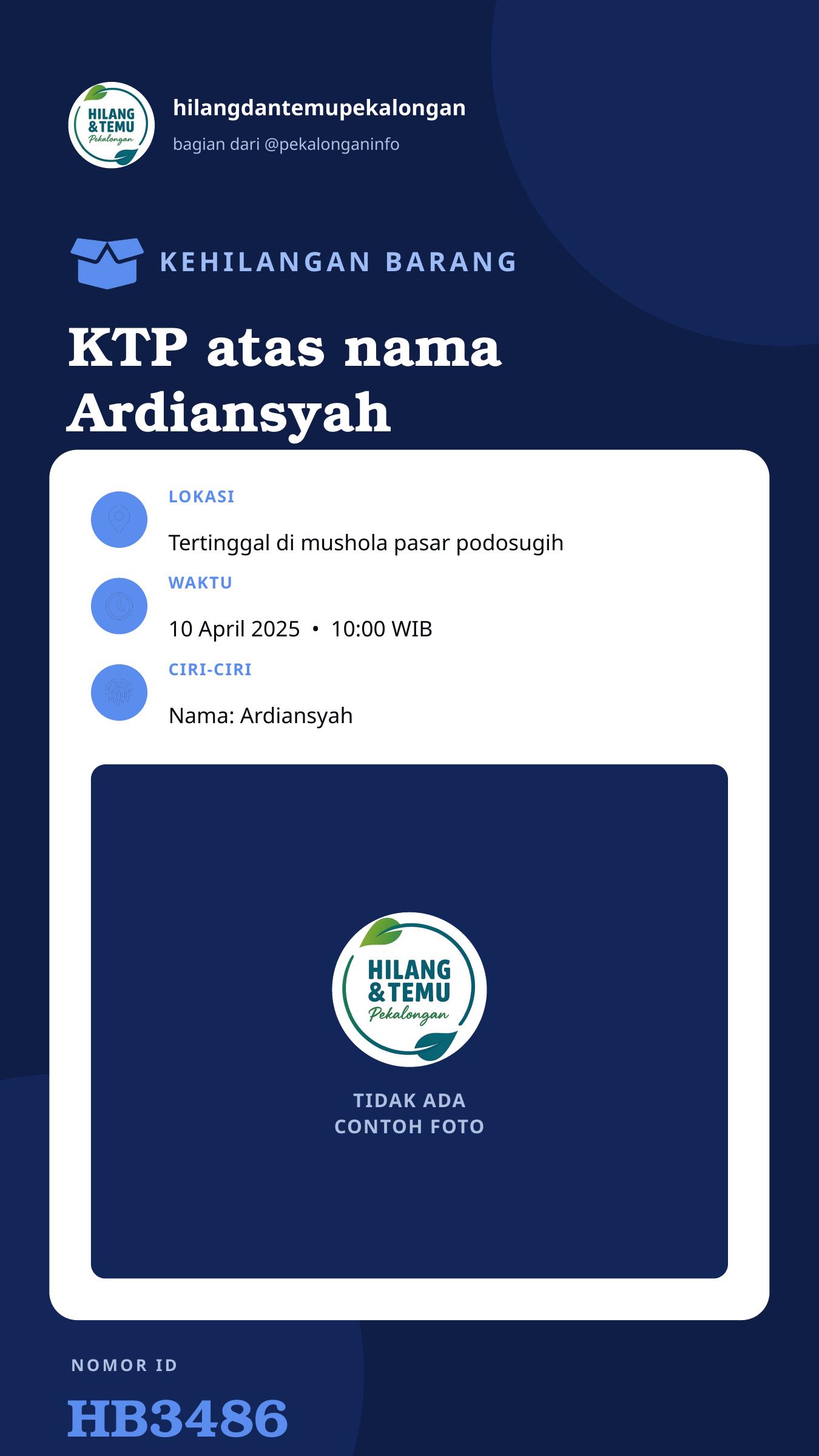 Story 9:16 laporan KTP atas nama Ardiansyah