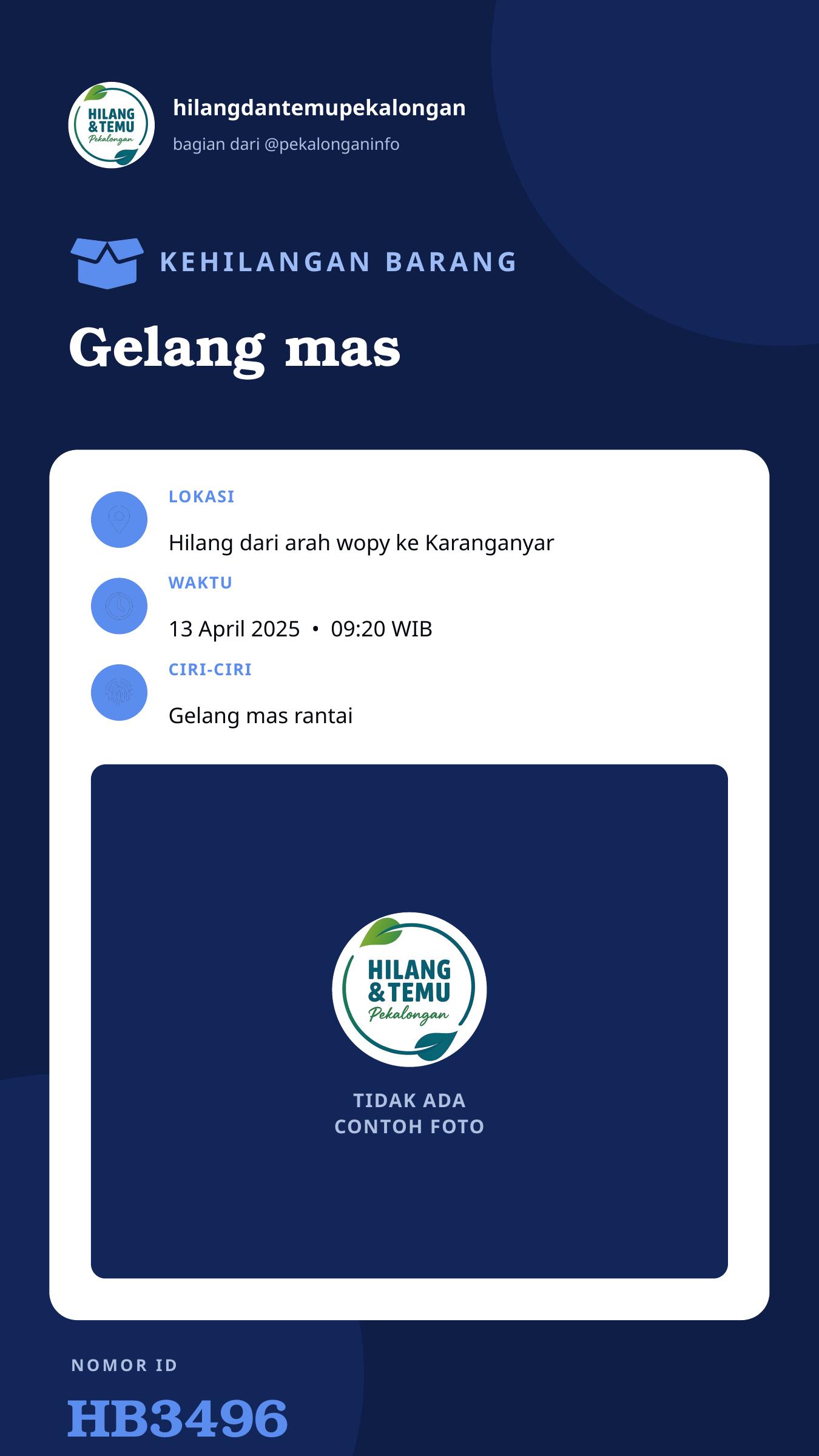 Story 9:16 laporan Gelang mas