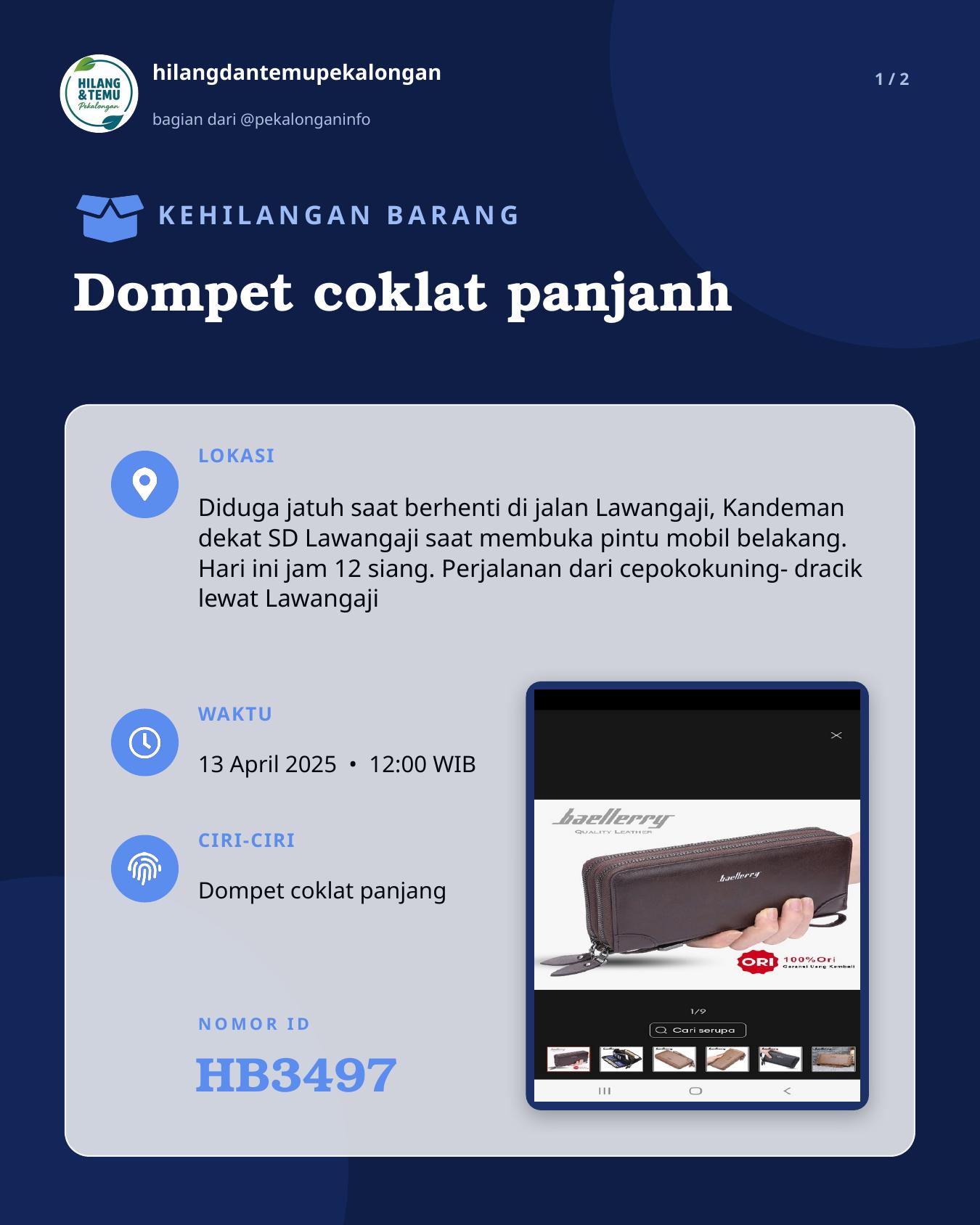 Slide 1 laporan Dompet coklat panjanh