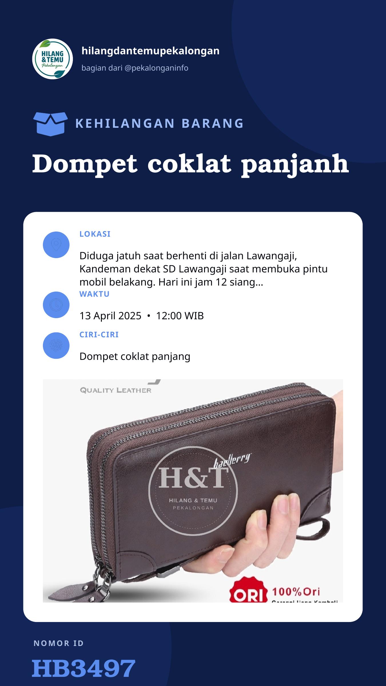Story 9:16 laporan Dompet coklat panjanh