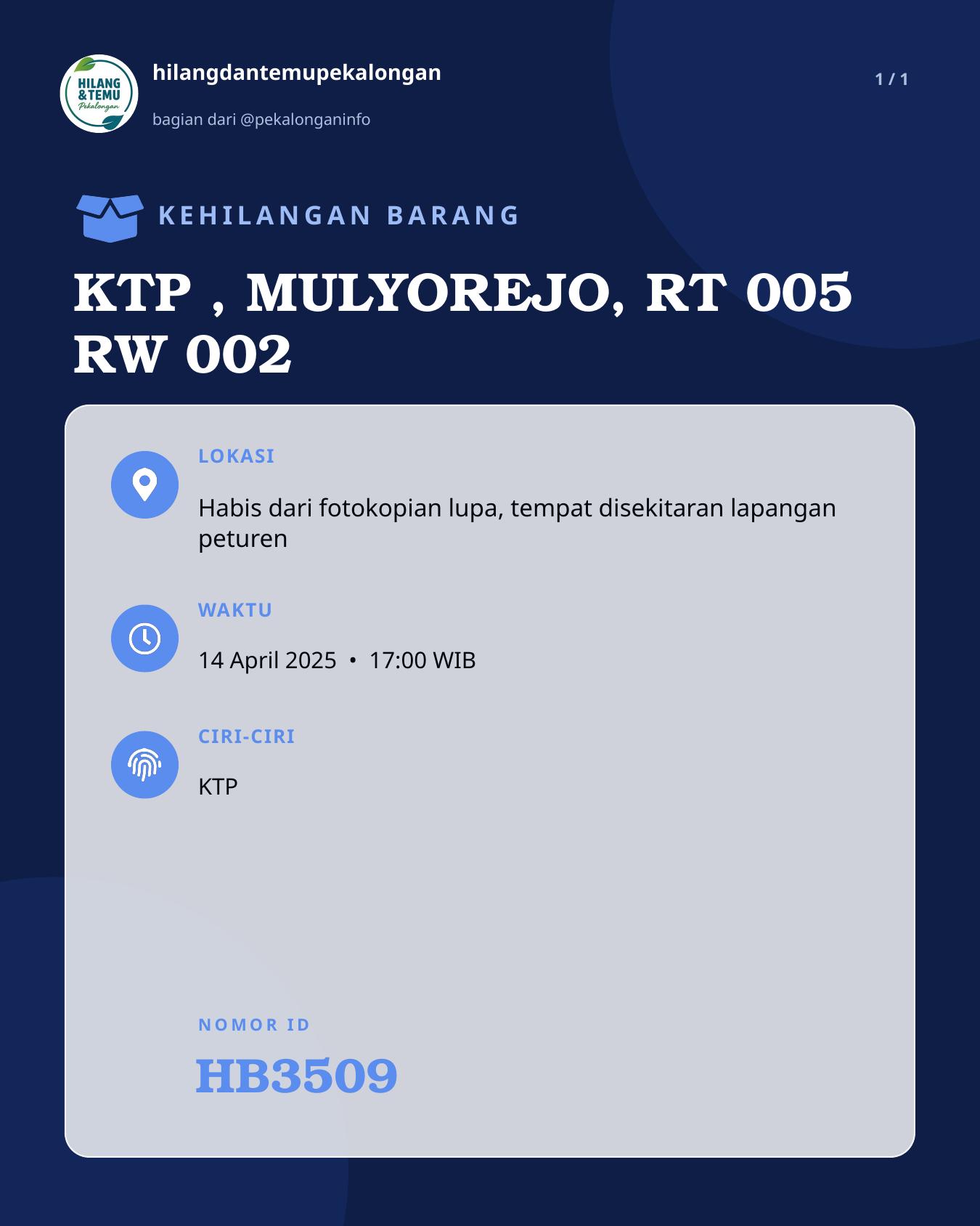 Slide laporan KTP , MULYOREJO, RT 005 RW 002 (HB3509)