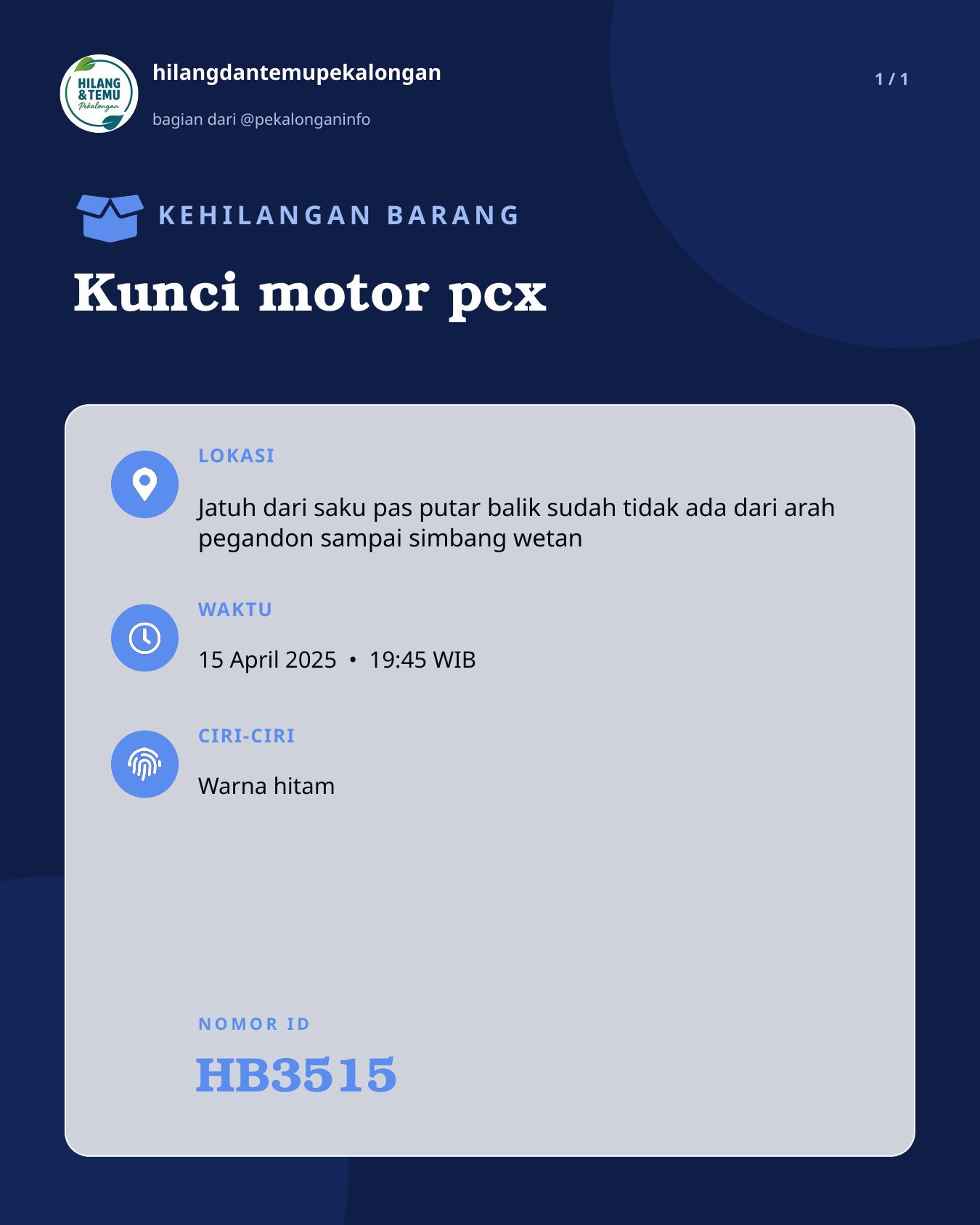 Slide laporan Kunci motor pcx (HB3515)