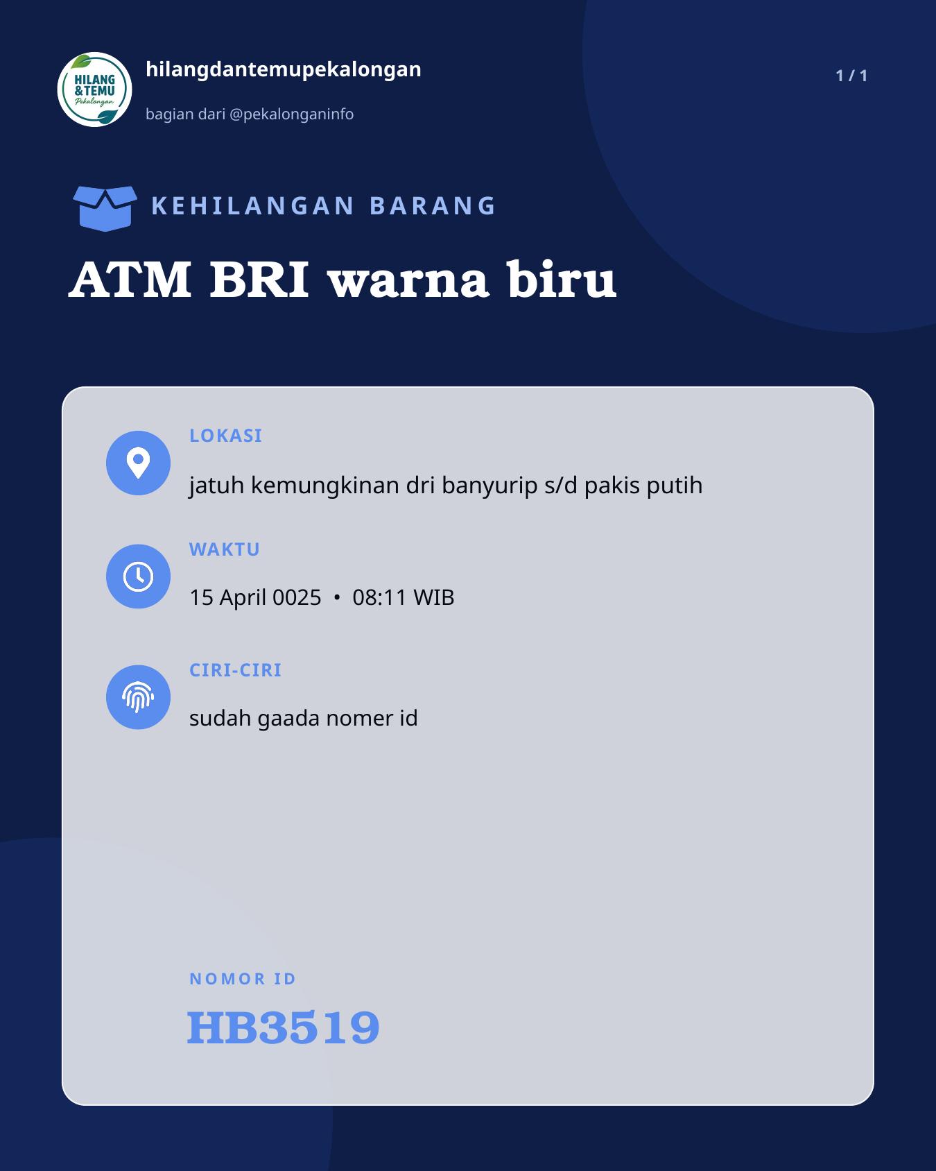 Slide laporan ATM BRI warna biru (HB3519)