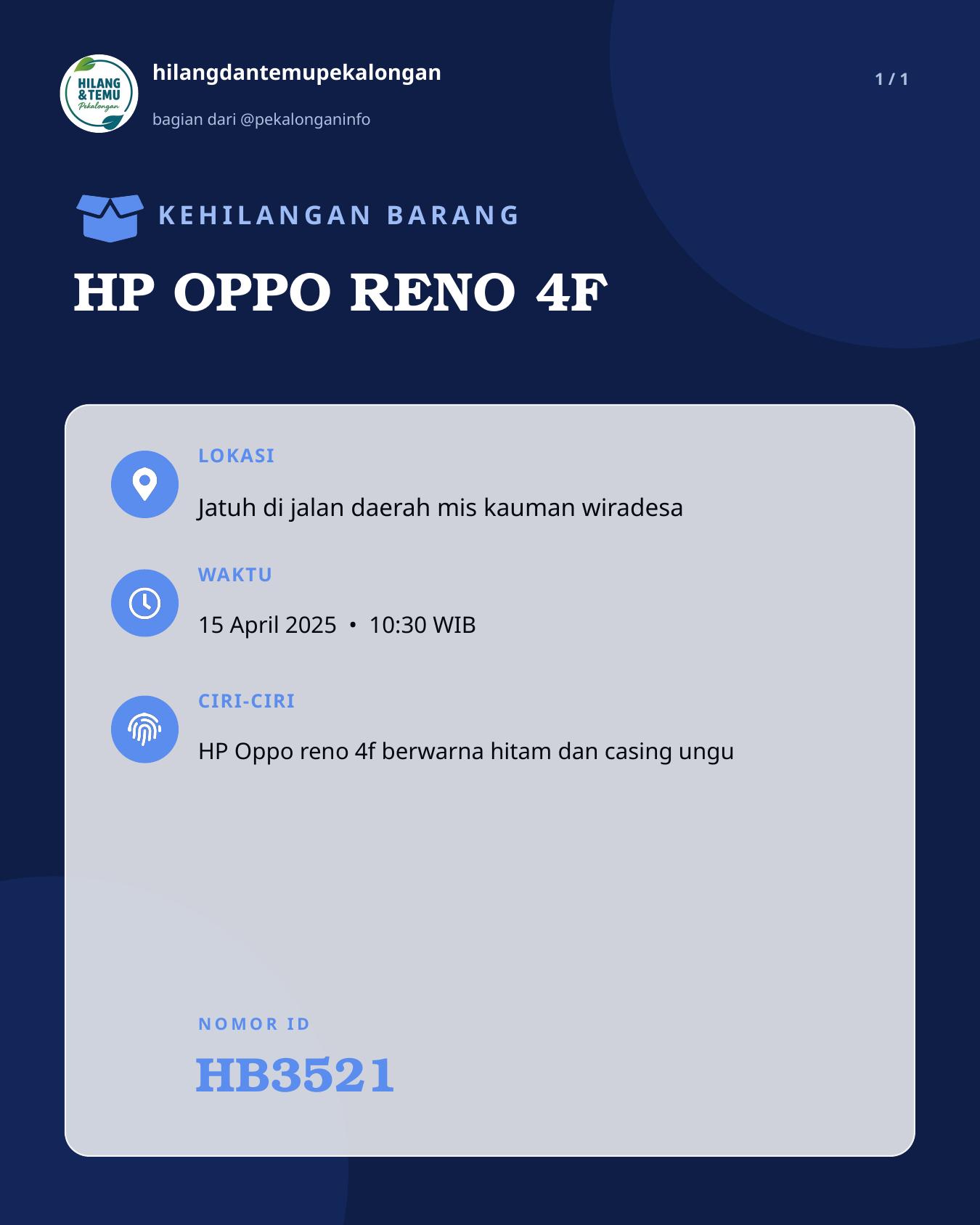 Slide laporan HP OPPO RENO 4F (HB3521)