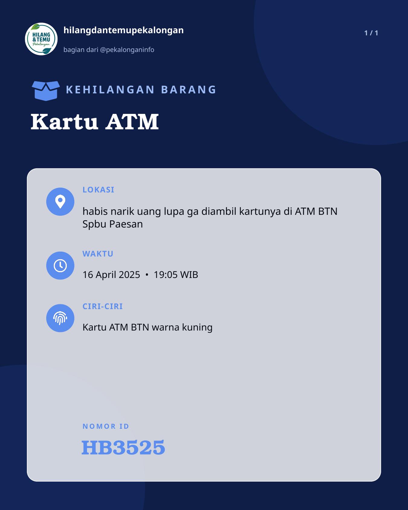 Slide laporan Kartu ATM (HB3525)