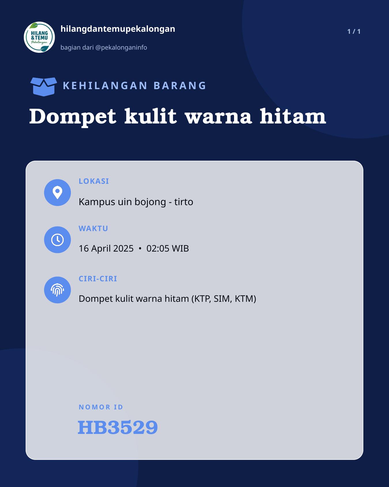 Slide laporan Dompet kulit warna hitam (HB3529)