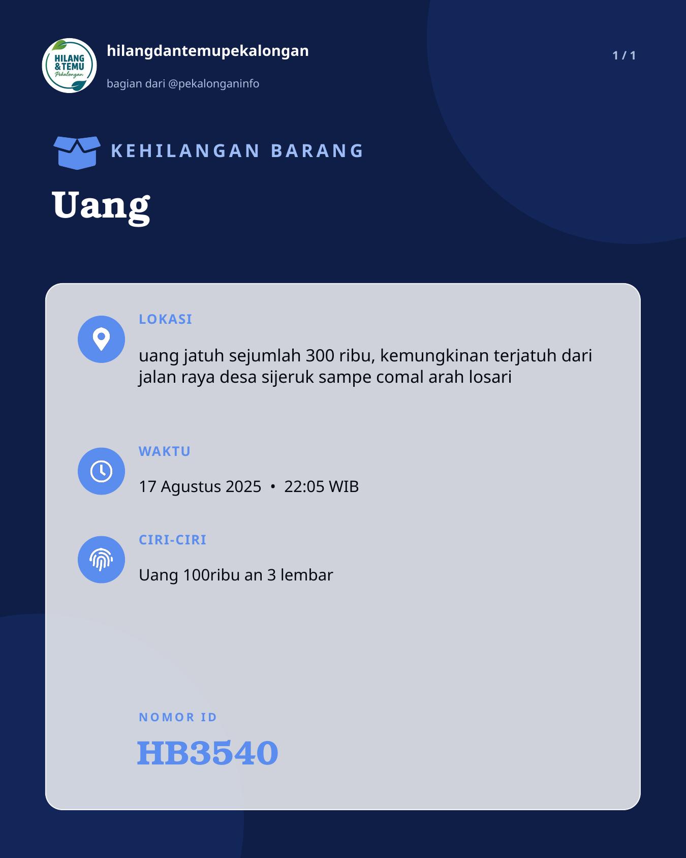 Slide laporan Uang (HB3540)