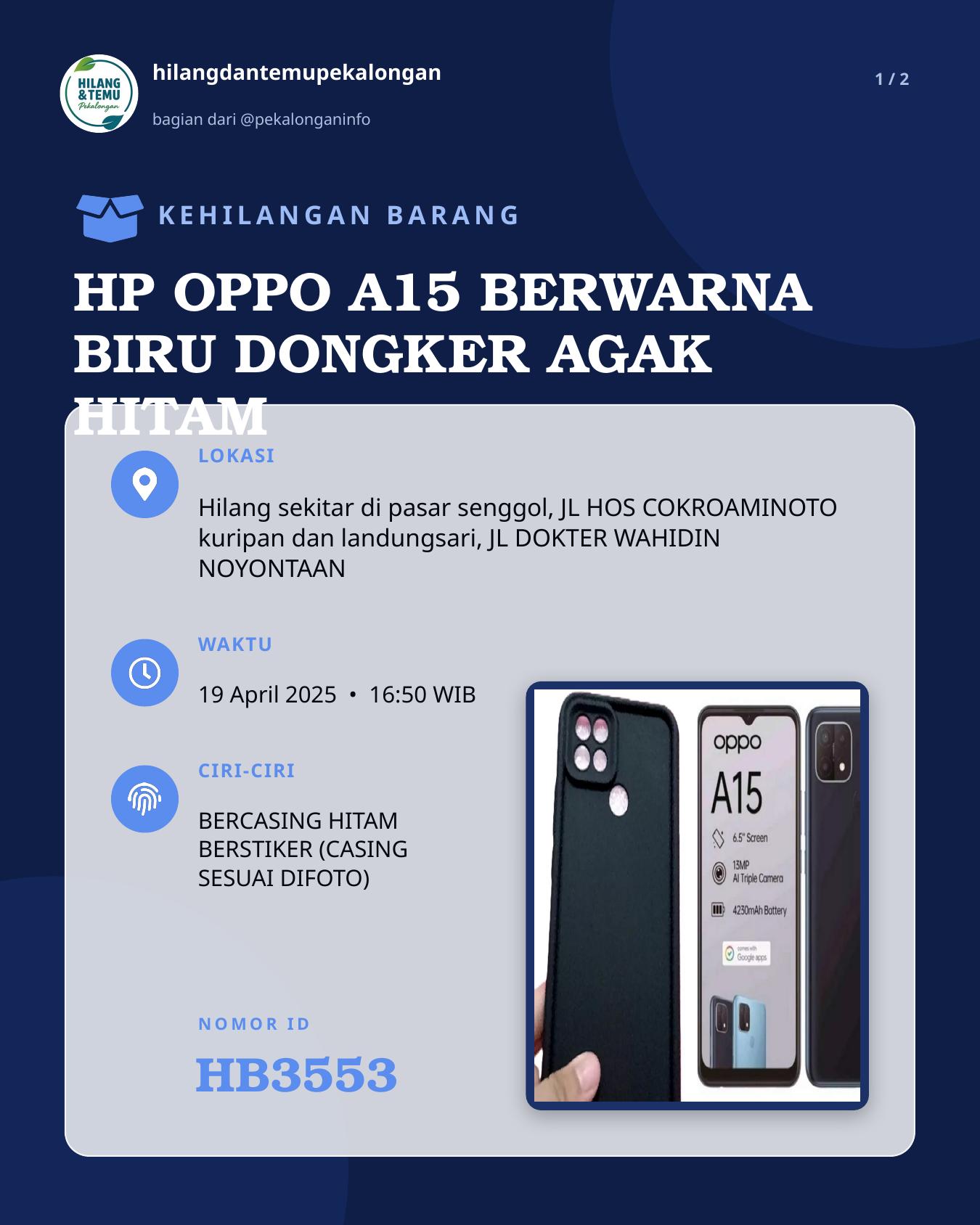 Slide 1 laporan HP OPPO A15 BERWARNA BIRU DONGKER AGAK HITAM