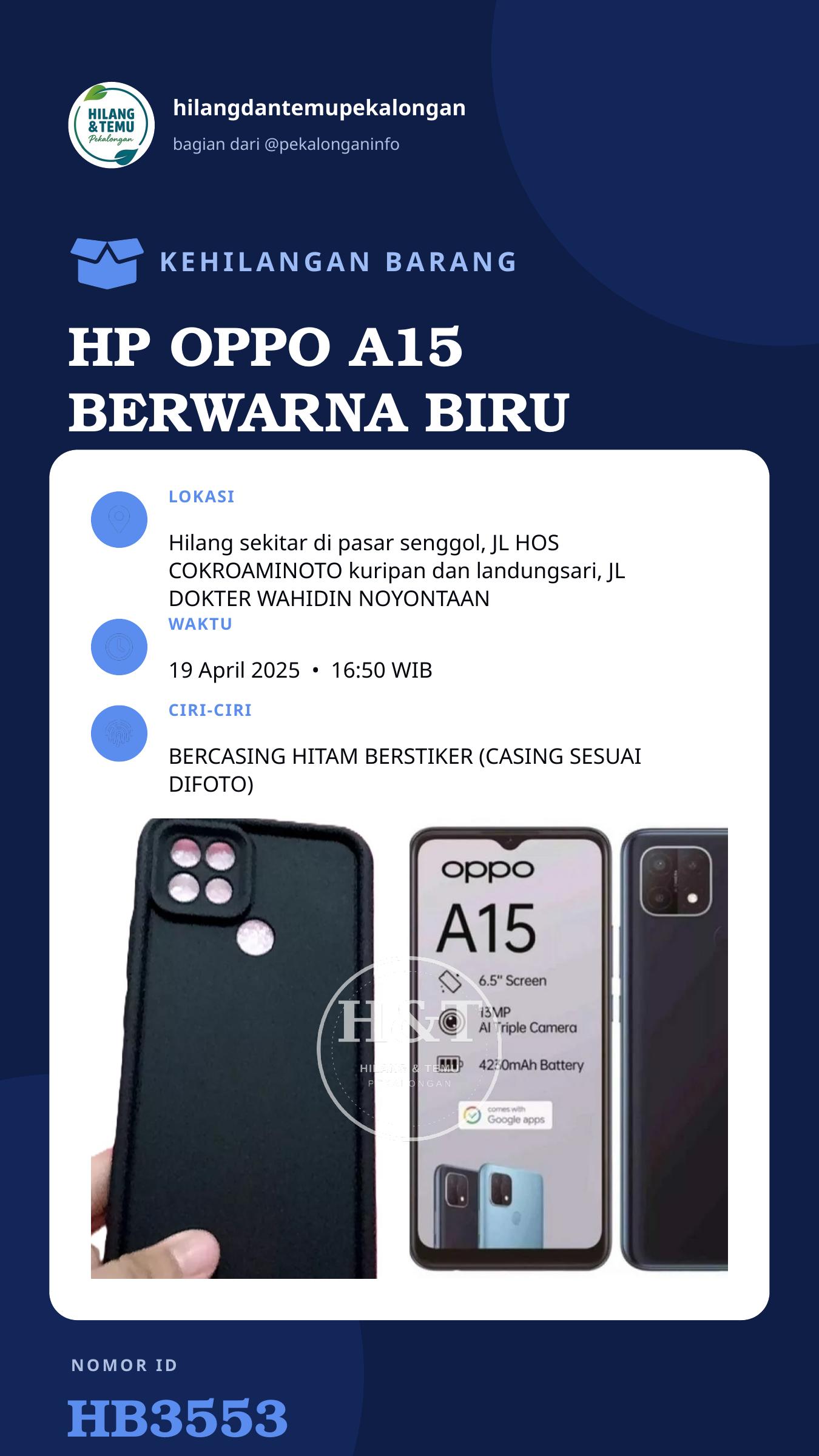 Story 9:16 laporan HP OPPO A15 BERWARNA BIRU DONGKER AGAK HITAM