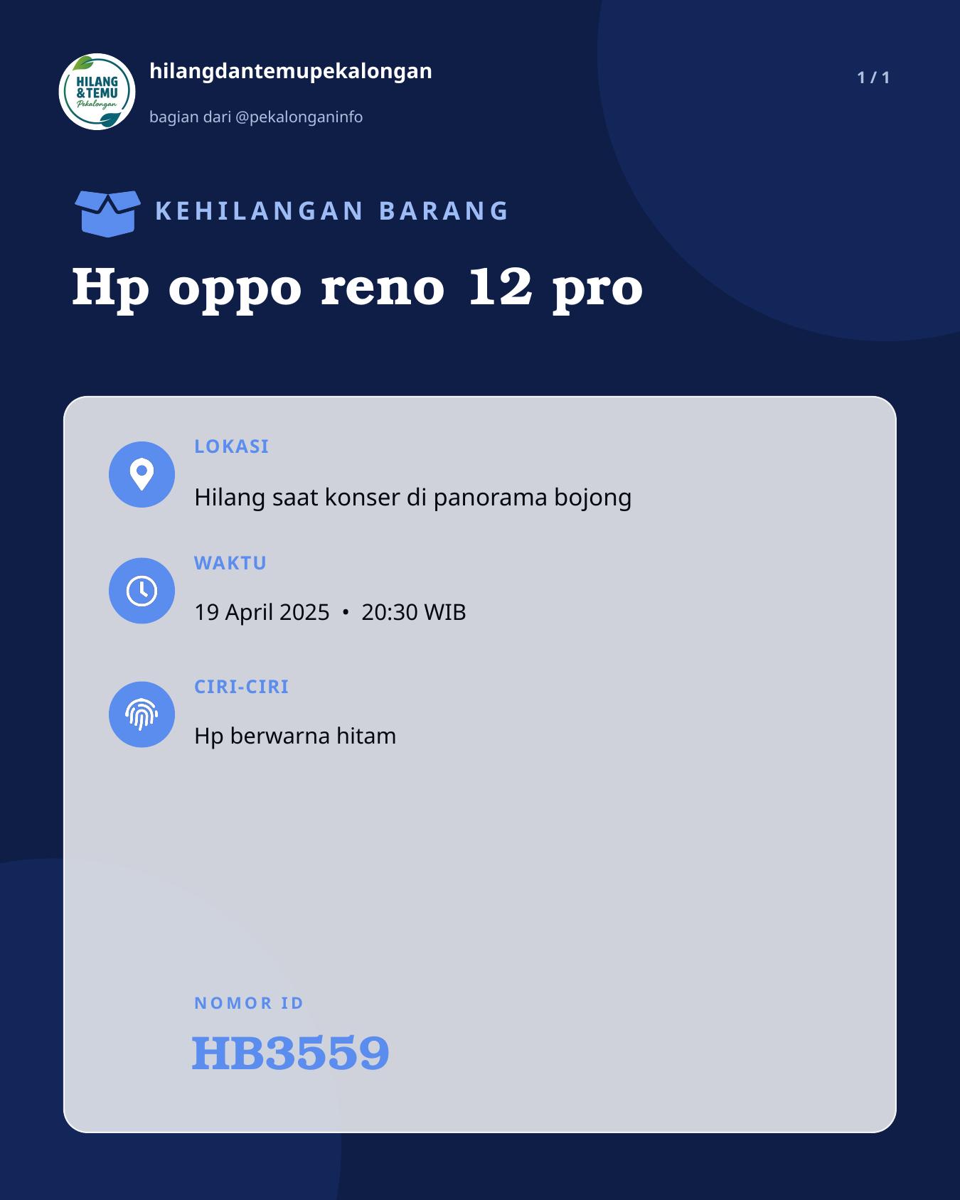 Slide laporan Hp oppo reno 12 pro (HB3559)