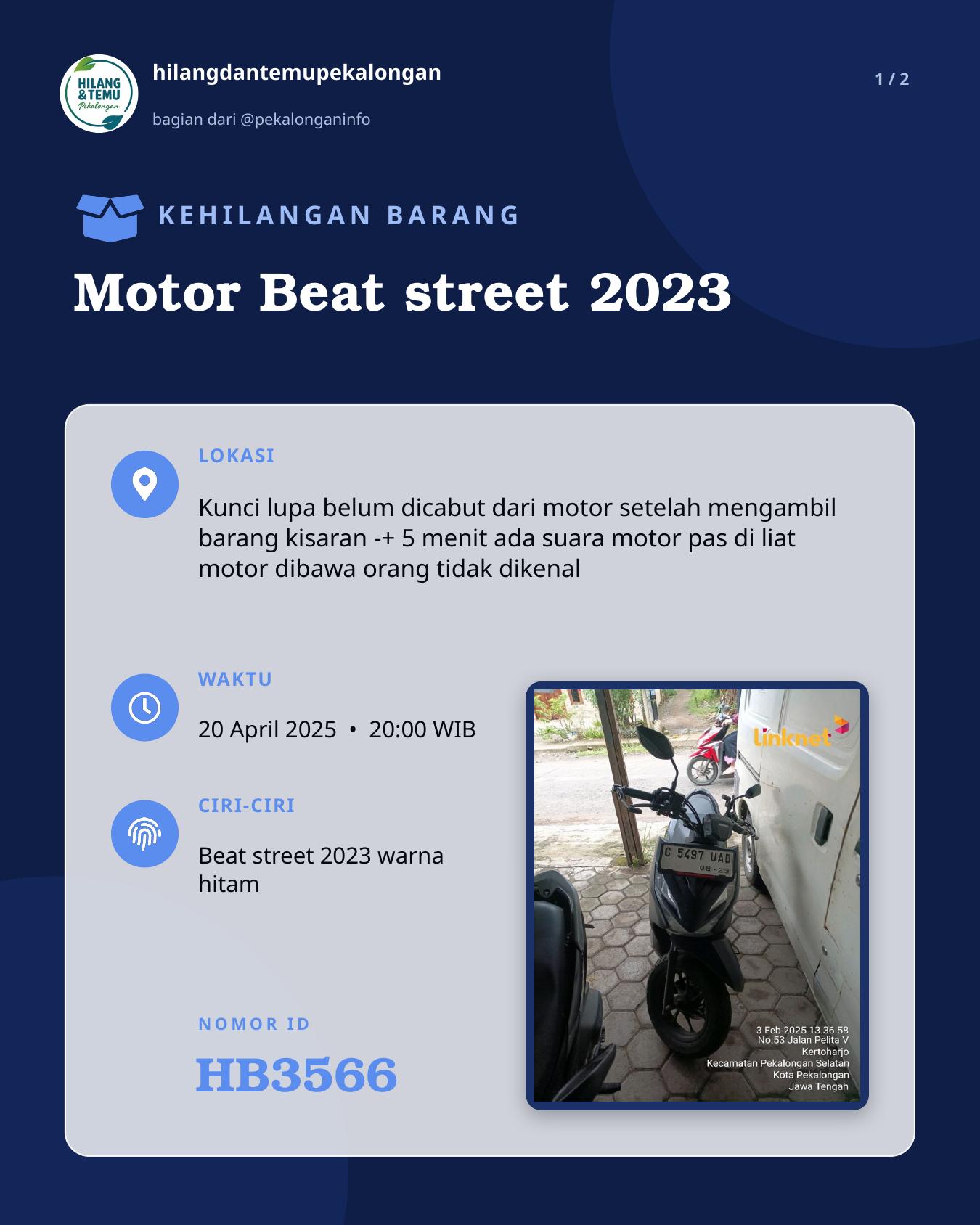 Slide 1 laporan Motor Beat street 2023