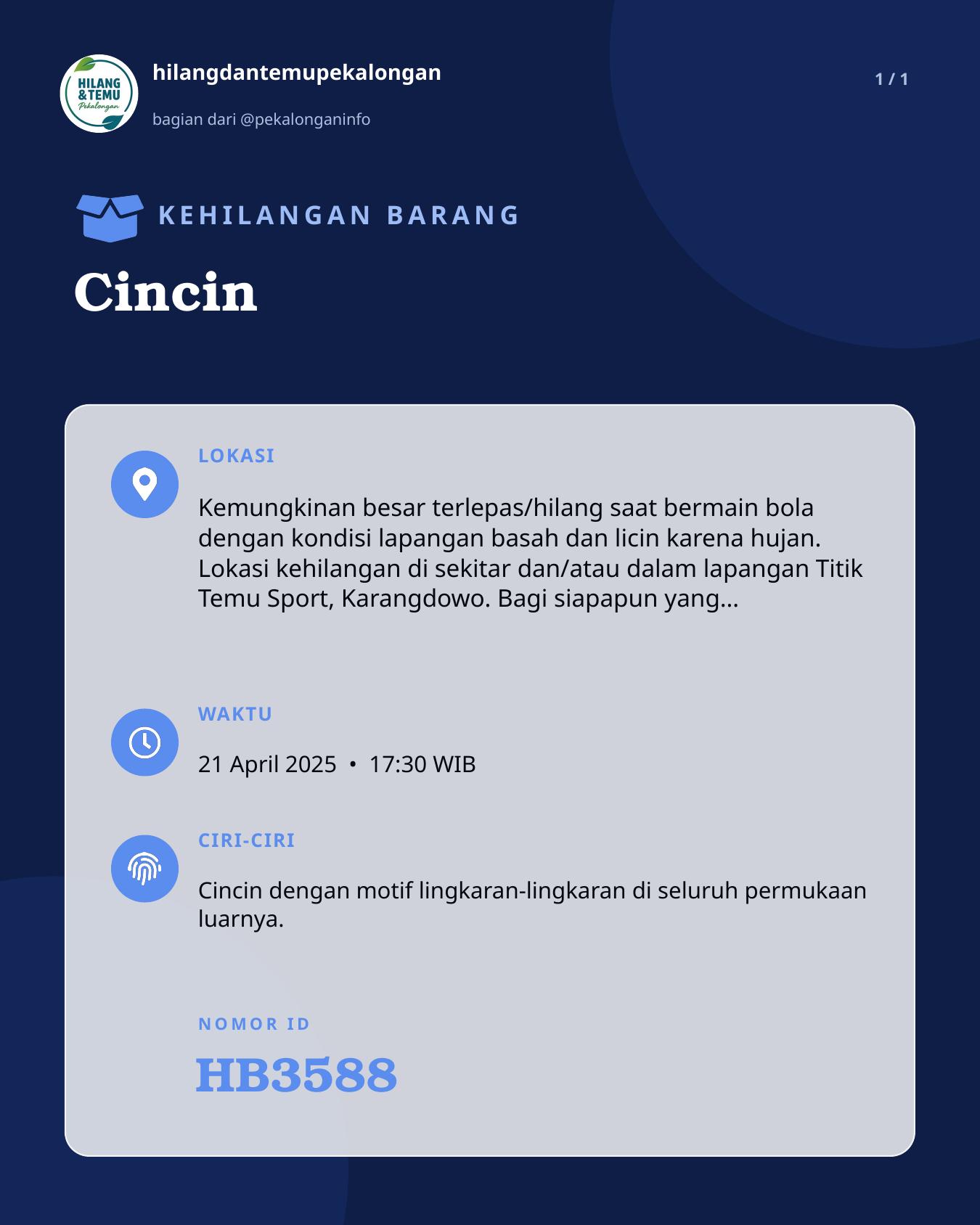Slide laporan Cincin (HB3588)